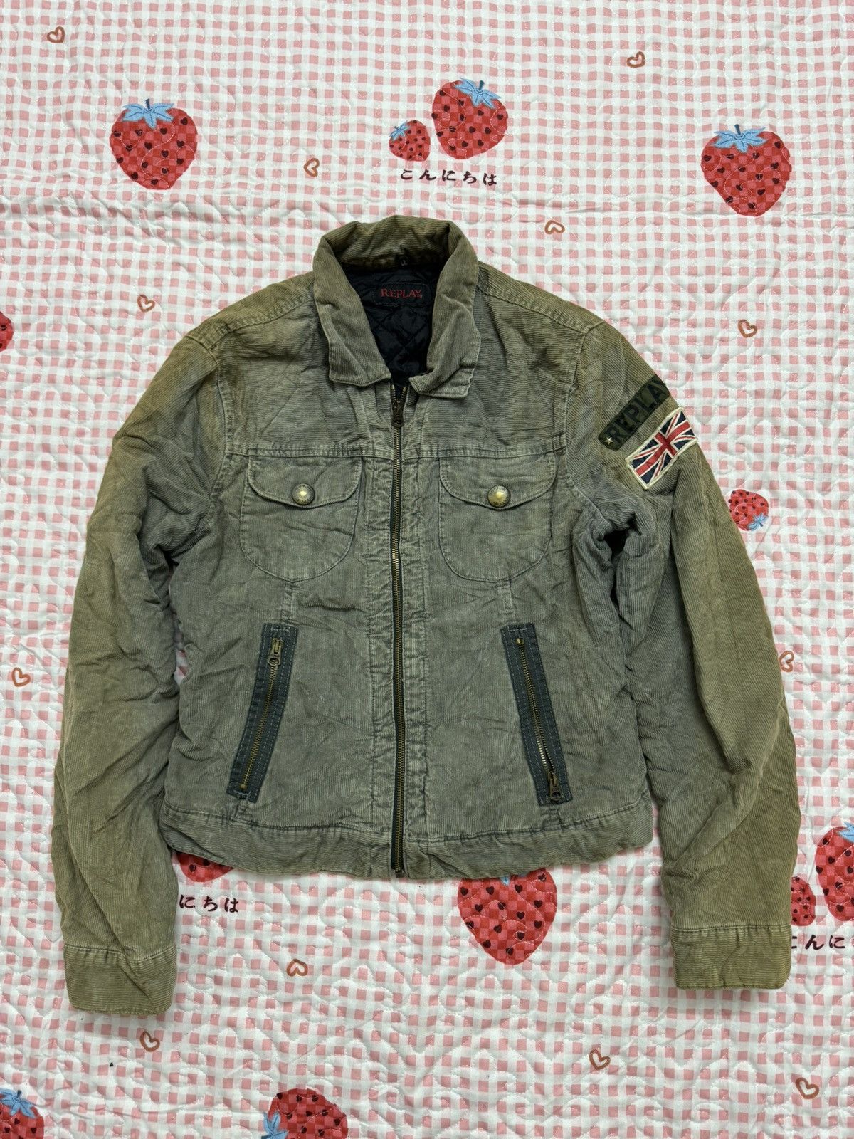 image of Replay Corduroy Jacket in Green, Women's (Size Large)