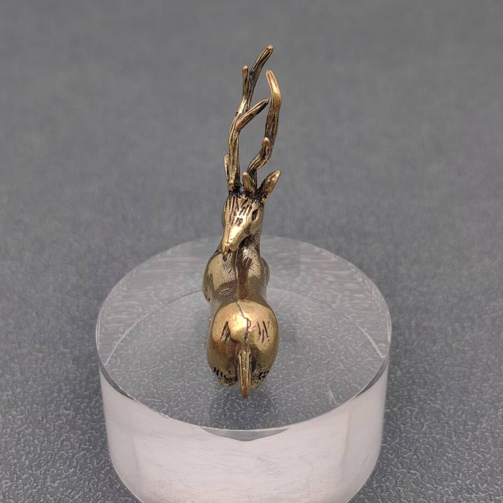 The Unbranded Brand Miniature Brass Deer Figurine Sculpture Size ONE SIZE - 3 Thumbnail