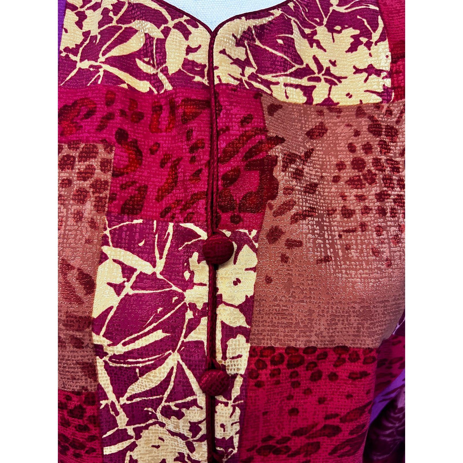 Adrianna Papell Adrianna Pappel Red Floral Silk Kimono Asian Jacket 12 Size XL / US 12-14 / IT 48-50 - 8 Thumbnail