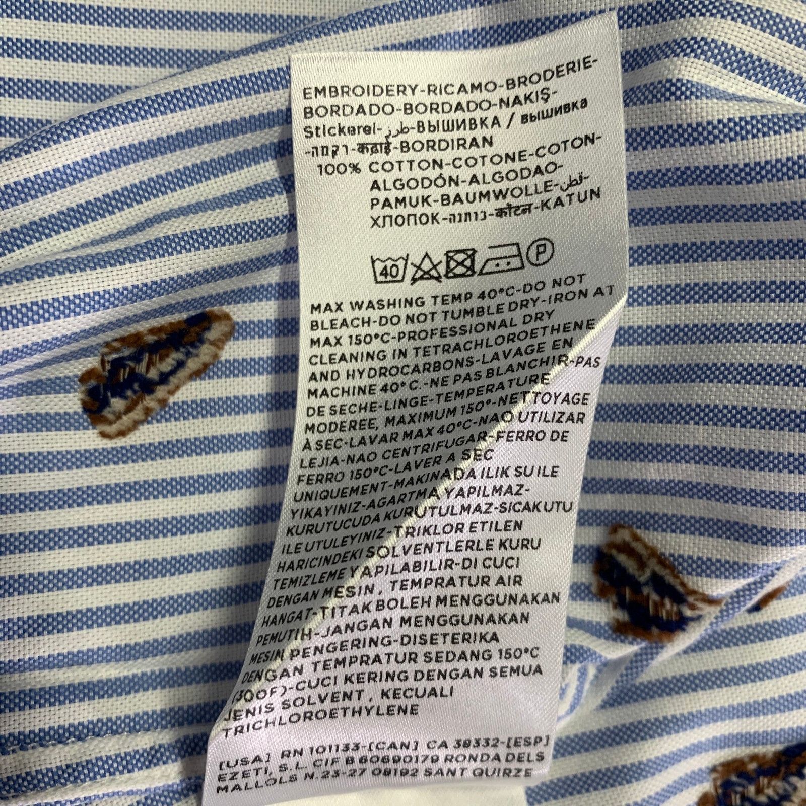 Z Zegna Blue White Stripe Cotton One Pocket Long Sleeve Shirt Size US XL / EU 56 / 4 - 7 Thumbnail