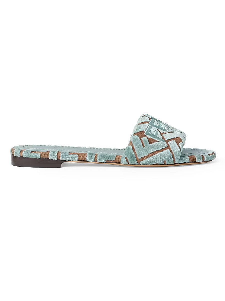 Fendi Fendi Sunshine Velvet FF Logo Slide Flat Flip Flop Sandal 37 Size US 7 / IT 37 - 1 Thumbnail