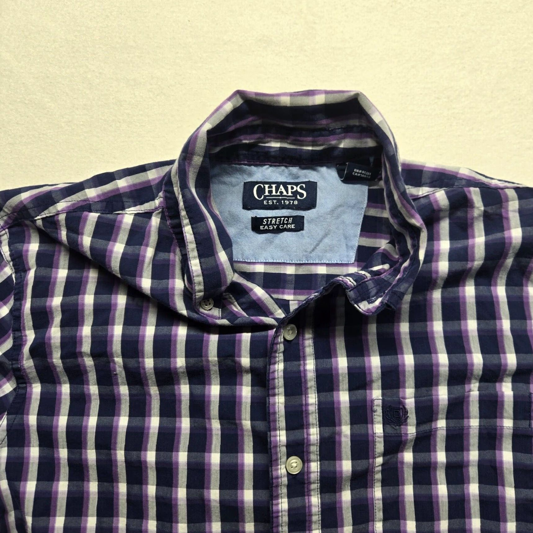 Chaps VINTAGE CHAPS Shirt Purple Checkered Button-Up Long Sleeve Adult M Medium Men’s Size M Purple Checkered Button-Up Shirt Size US M / EU 48-50 / 2 - 2 Thumbnail