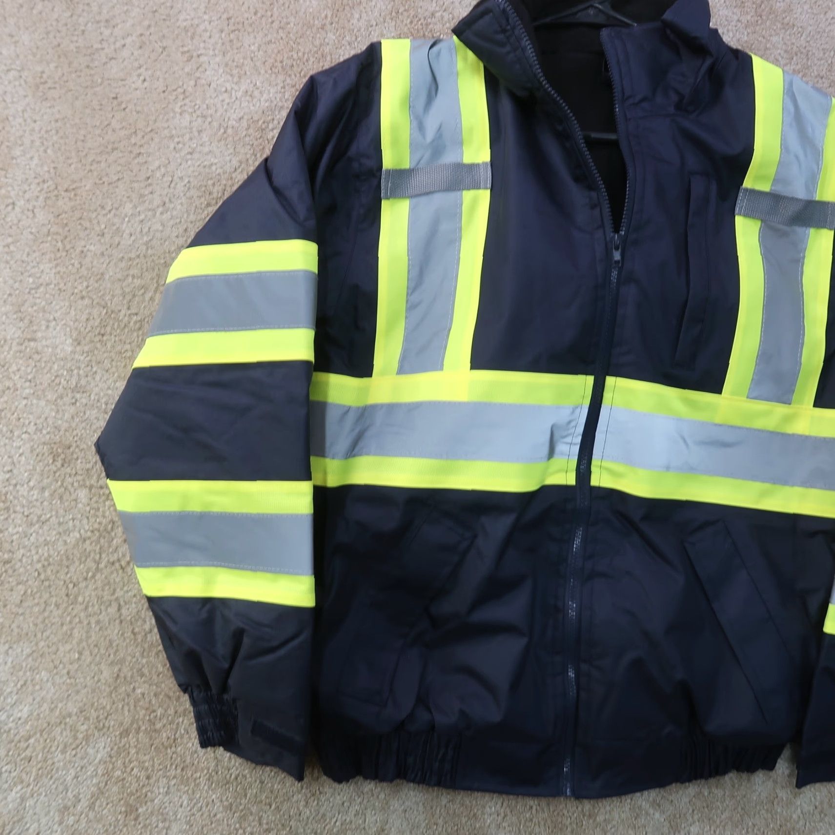 Vintage Riot Empire Hi Vis Jacket Medium M Work Safety Jacket Blue Striped Removable Hood Nylon Softshell Winter Spring Fall Mens New with Tags Size US M / EU 48-50 / 2 - 2 Thumbnail