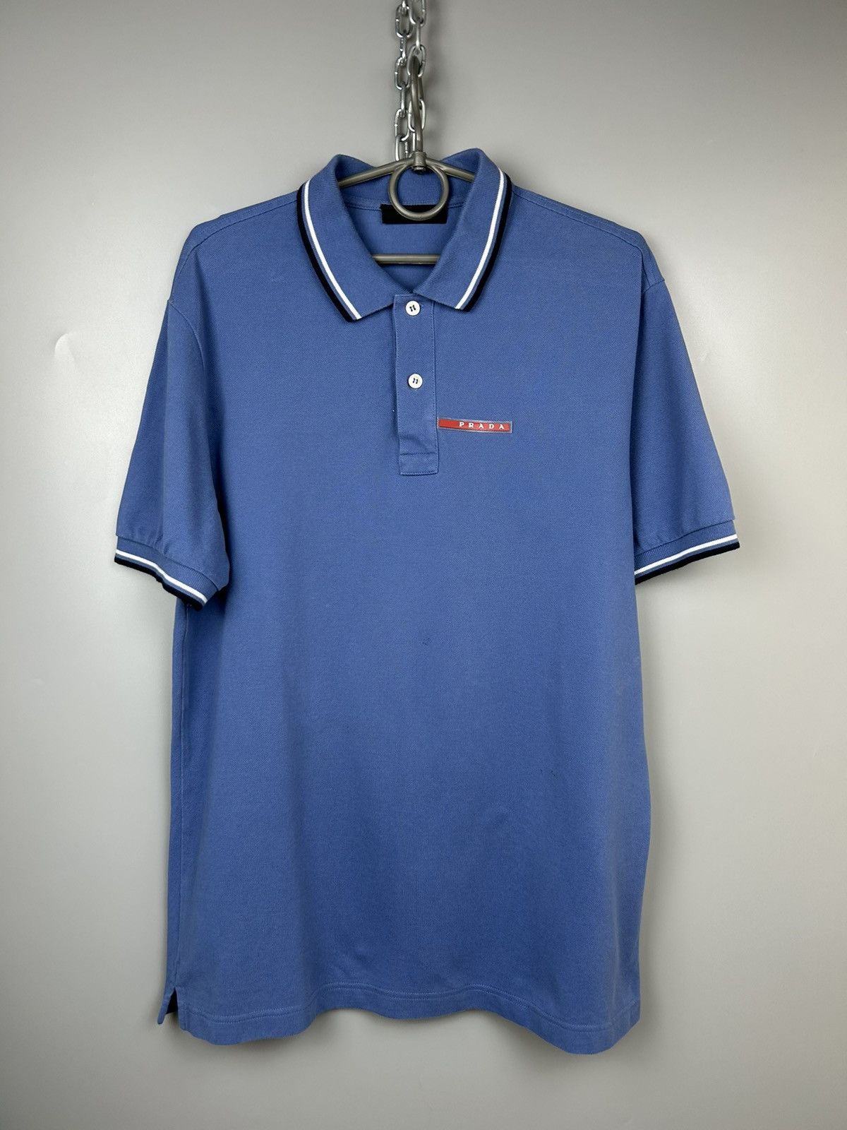 Prada × Vintage Prada Red Tab Logo Polo Shirt Size US L / EU 52-54 / 3 - 1 Thumbnail
