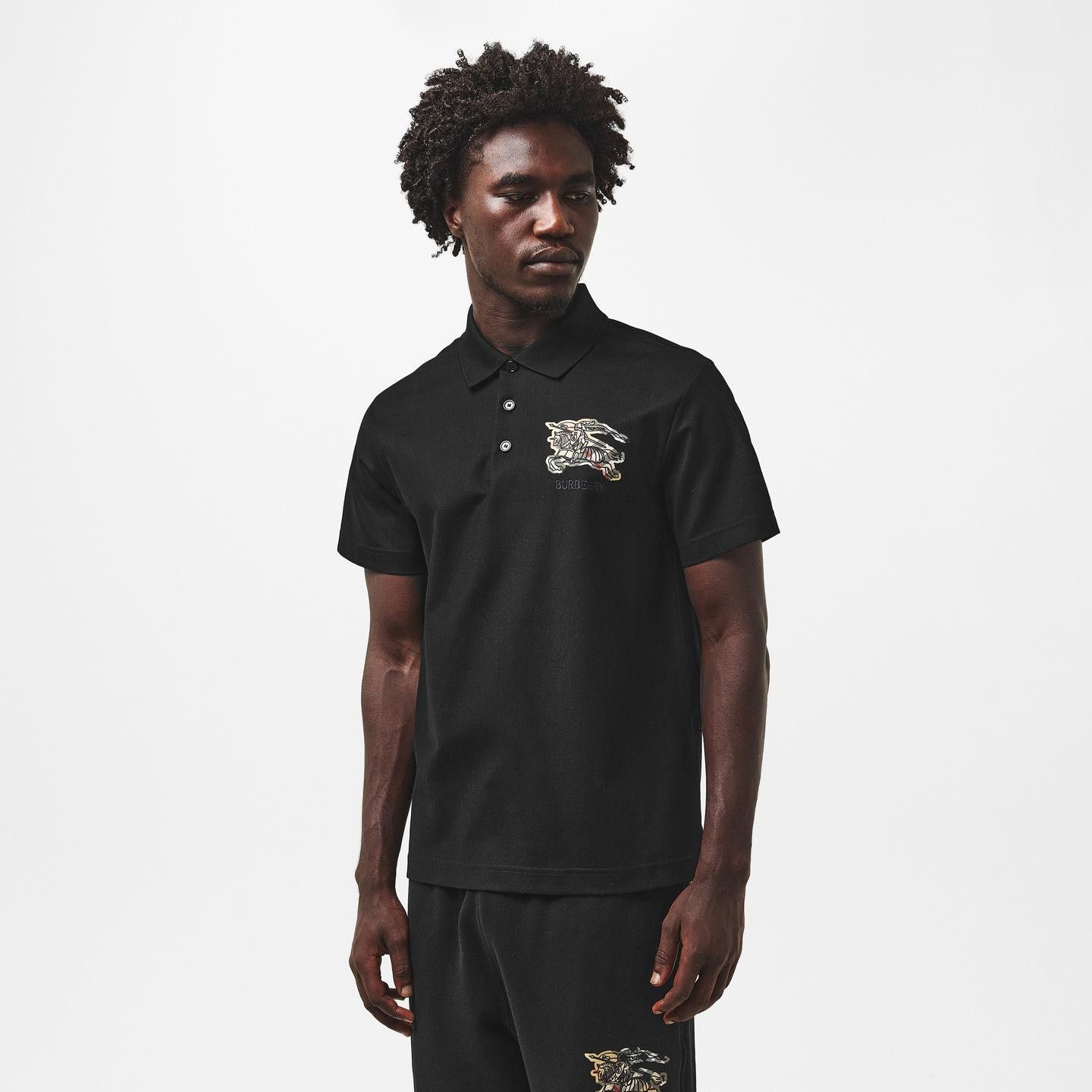 Burberry os11x0526 Tailored Fit Polo Shirt in Black Size US XL / EU 56 / 4 - 3 Thumbnail