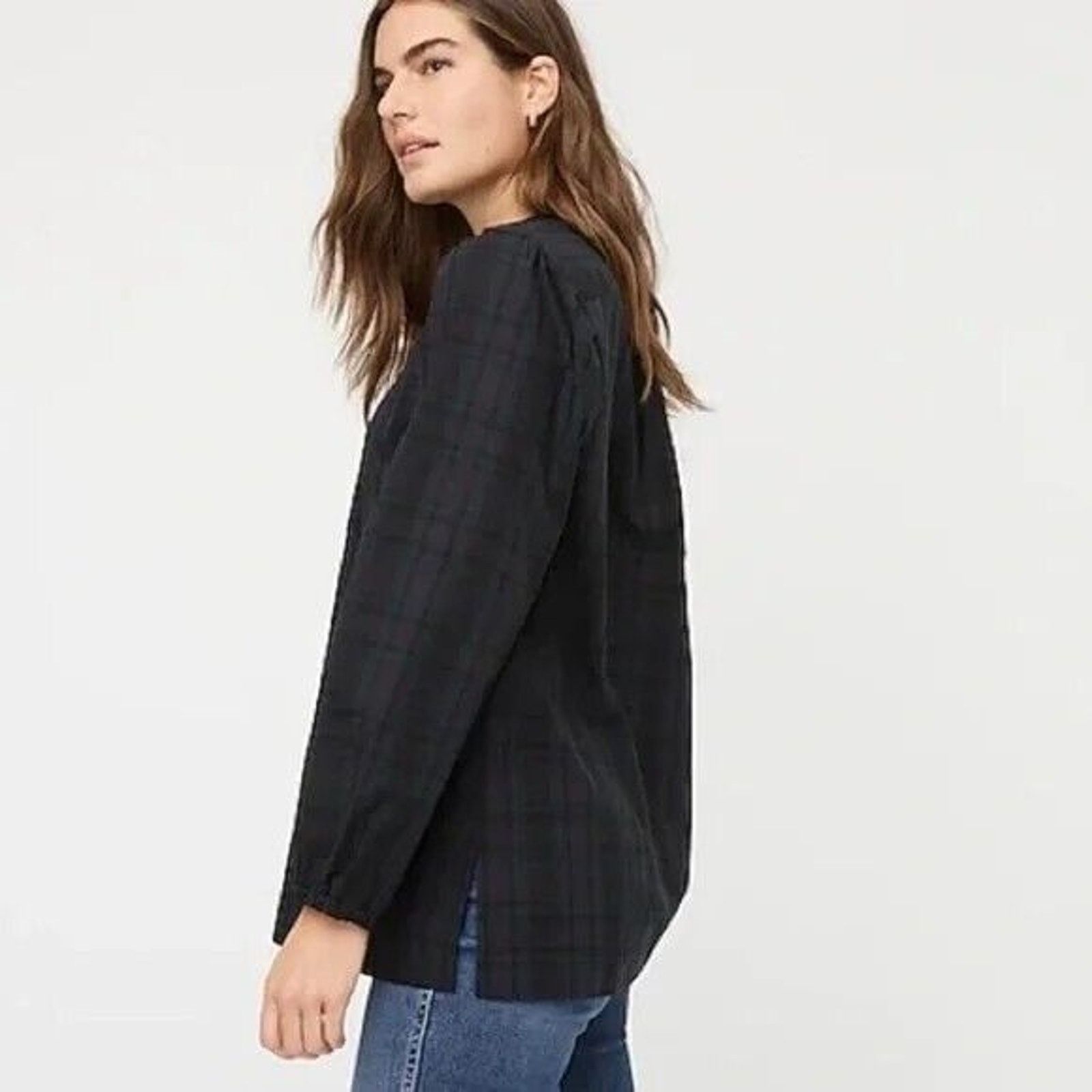J.Crew J.Crew Black Label Plaid Velvet V-Neck Shirt Medium Size M / US 6-8 / IT 42-44 - 2 Thumbnail