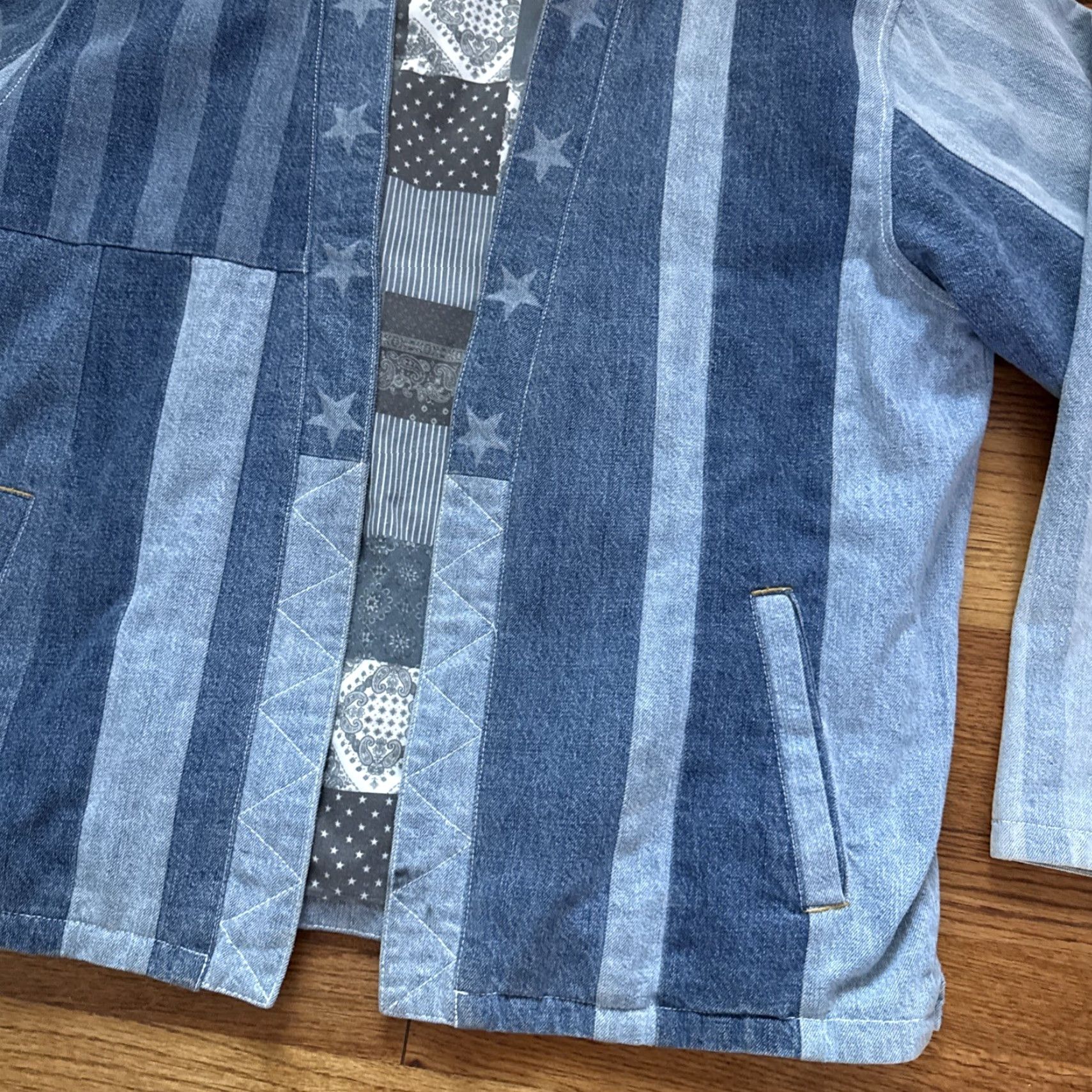 Kith KITH USA Indigo Patchwork Denim Kimono Jacket XL Blue Women's Jacket Size XL / US 12-14 / IT 48-50 - 4 Thumbnail