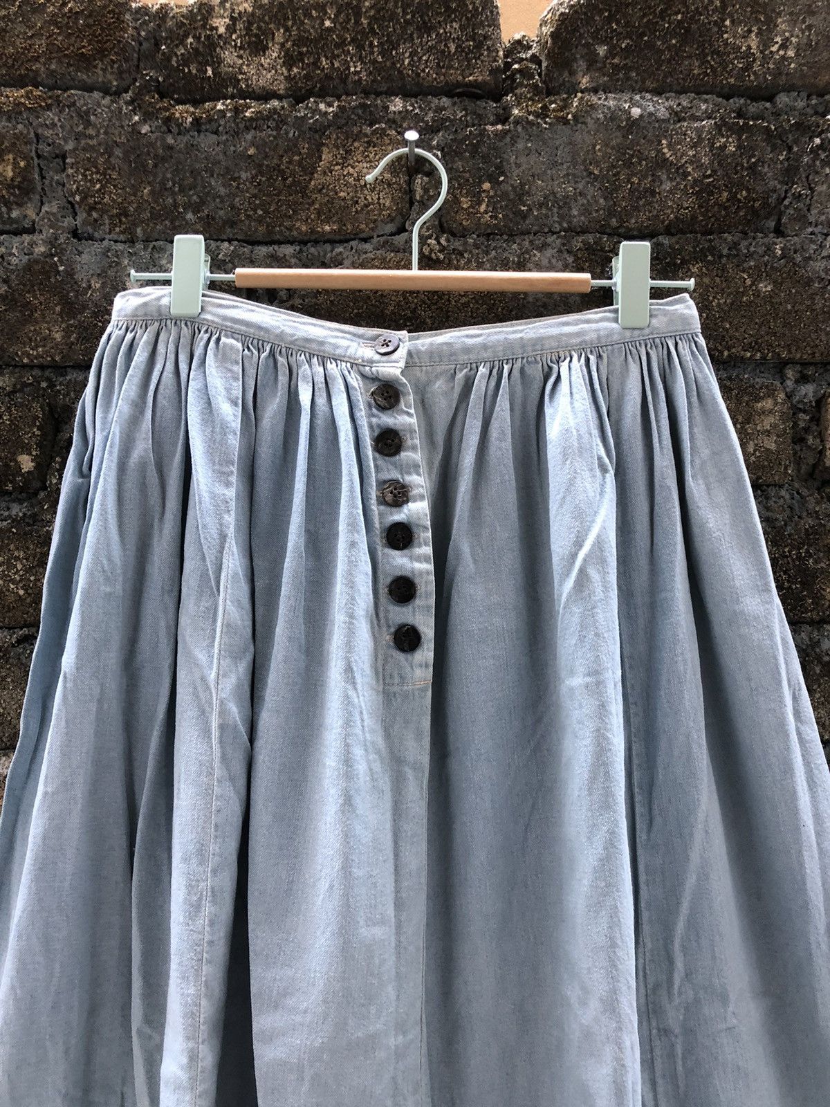 Japanese Brand 💥RARE💥Vintage KAPITAL Wash Denim Maxi Skirts Size 26" / US 2 / IT 38 - 2 Thumbnail