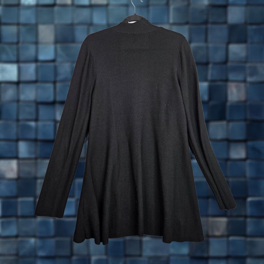Eileen Fisher Eileen Fisher Black Woven Long Open Front Cardigan Size M Size M / US 6-8 / IT 42-44 - 1 Thumbnail