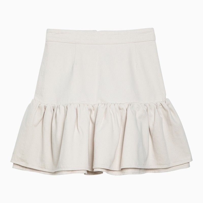 image of Patou White Cotton Flounced Mini Skirt, Women's (Size 26)