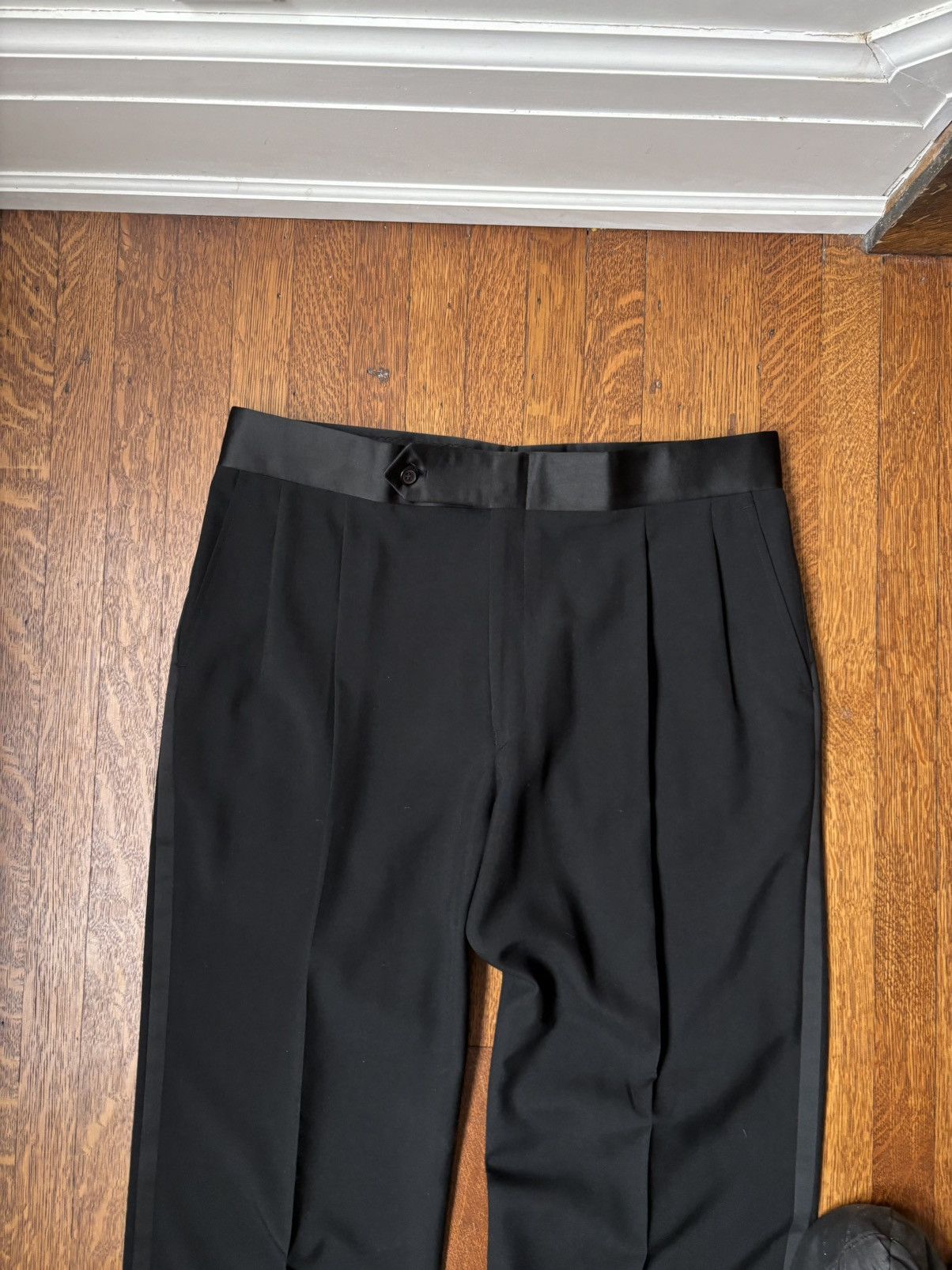 Vintage 90s Vintage Tuxedo 1990s 2-Piece Suit Set Black Tux Formal L Size 44R - 17 Thumbnail