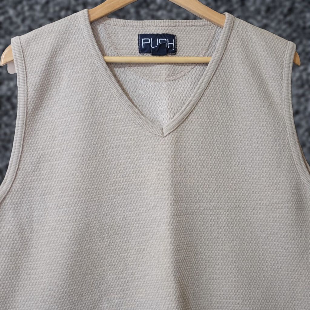 Vintage PUSH Vest Men’s M Medium Beige 100% Cotton Made in USA (#p51-63) Pullover Casual Travel) Size US M / EU 48-50 / 2 - 1 Thumbnail