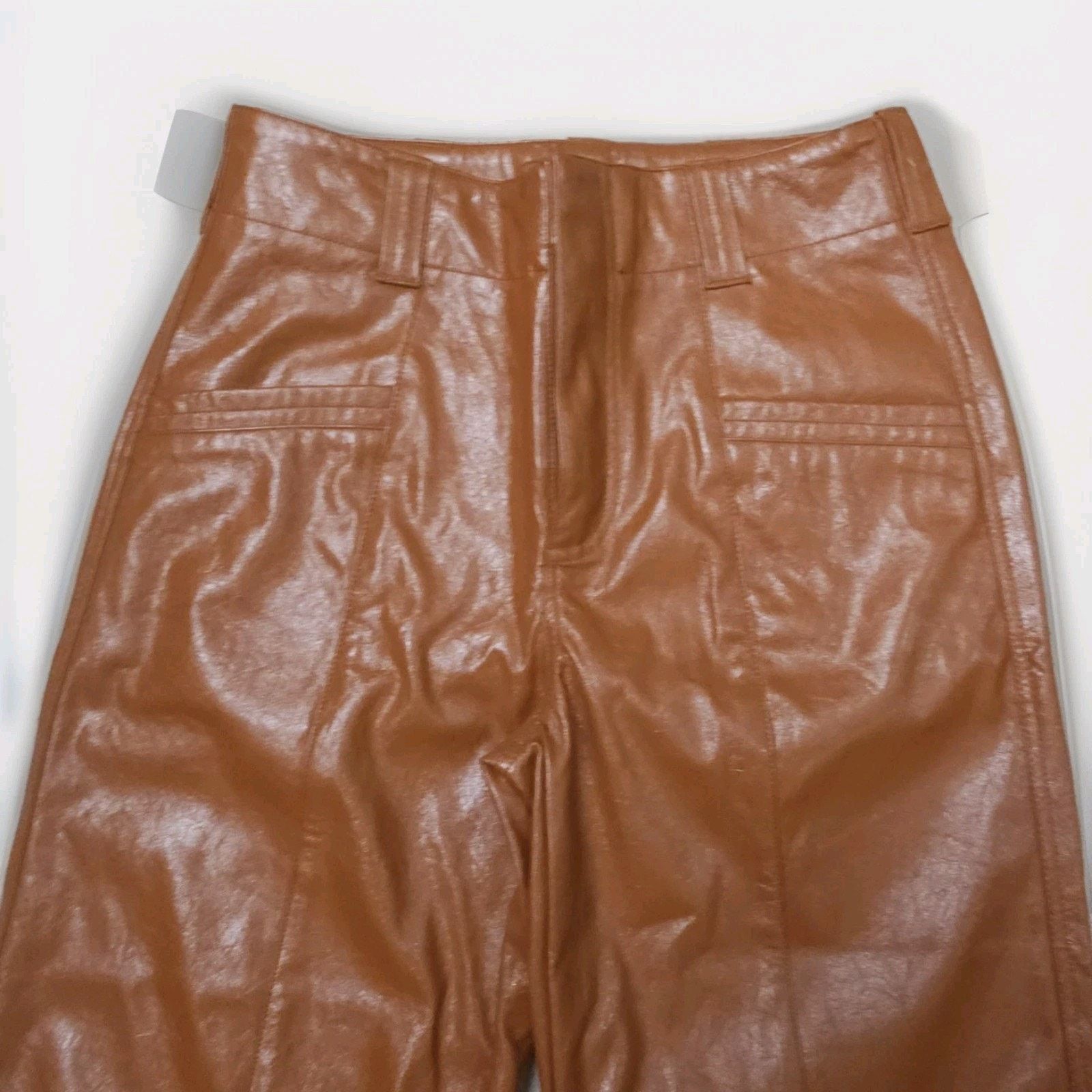 Free People Free People Star Crossed Lovers Flare Cognac Faux Leather 0 Size 27" / US 4 / IT 40 - 8 Thumbnail