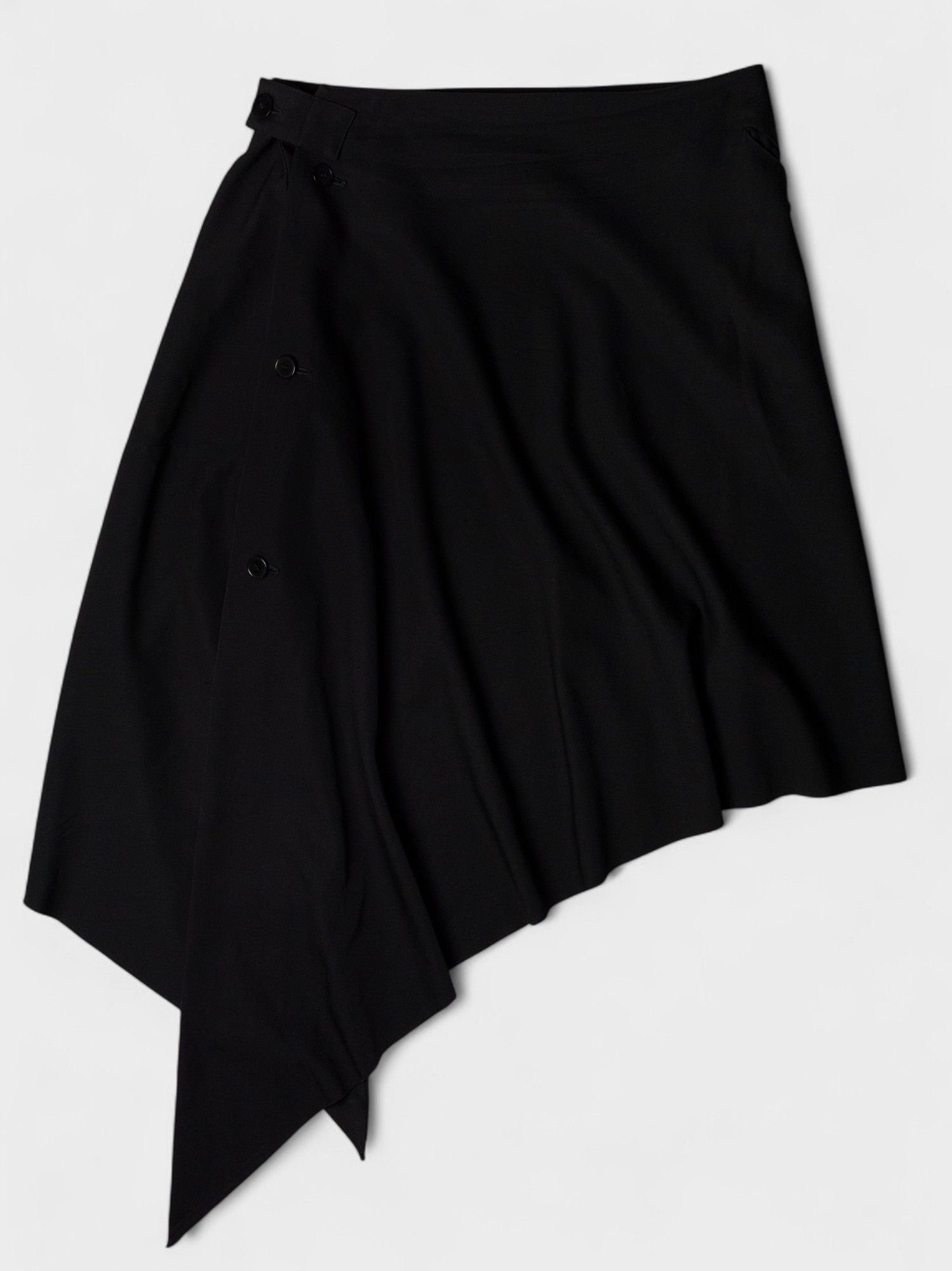 Yohji Yamamoto Y's Red Label - AW07 - wool asymmetrical skirt with buttons Size 33" - 2 Thumbnail