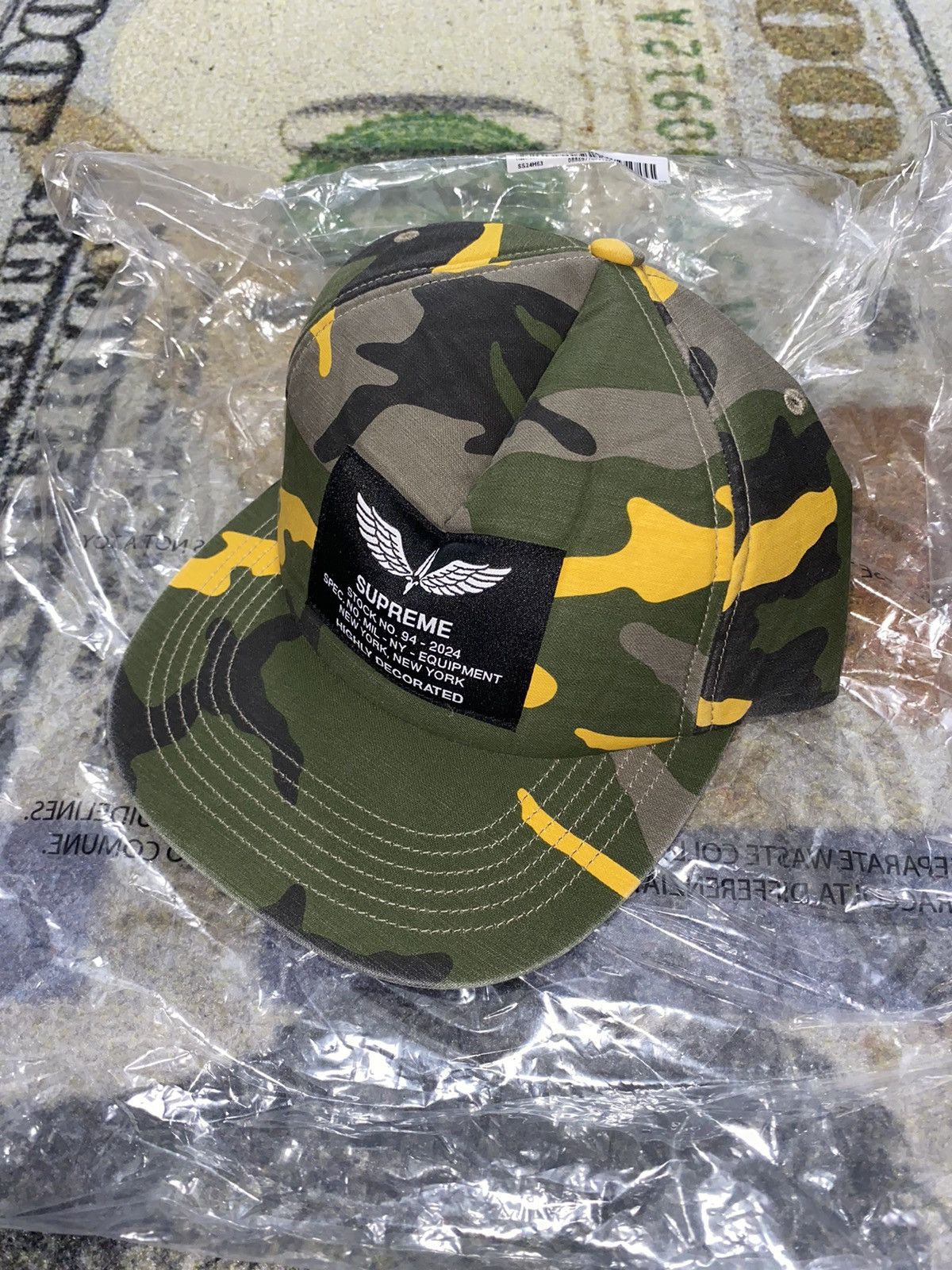 image of Supreme Surplus 5-Panel in Yellow Camo, Men's