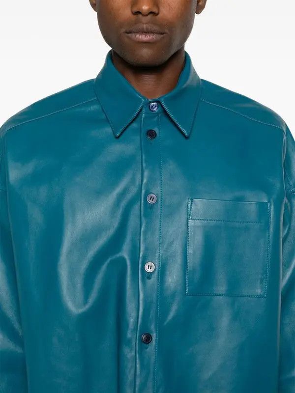 Marni o1w1db11125 Leather Shirt in Blue Size US M / EU 48-50 / 2 - 4 Thumbnail