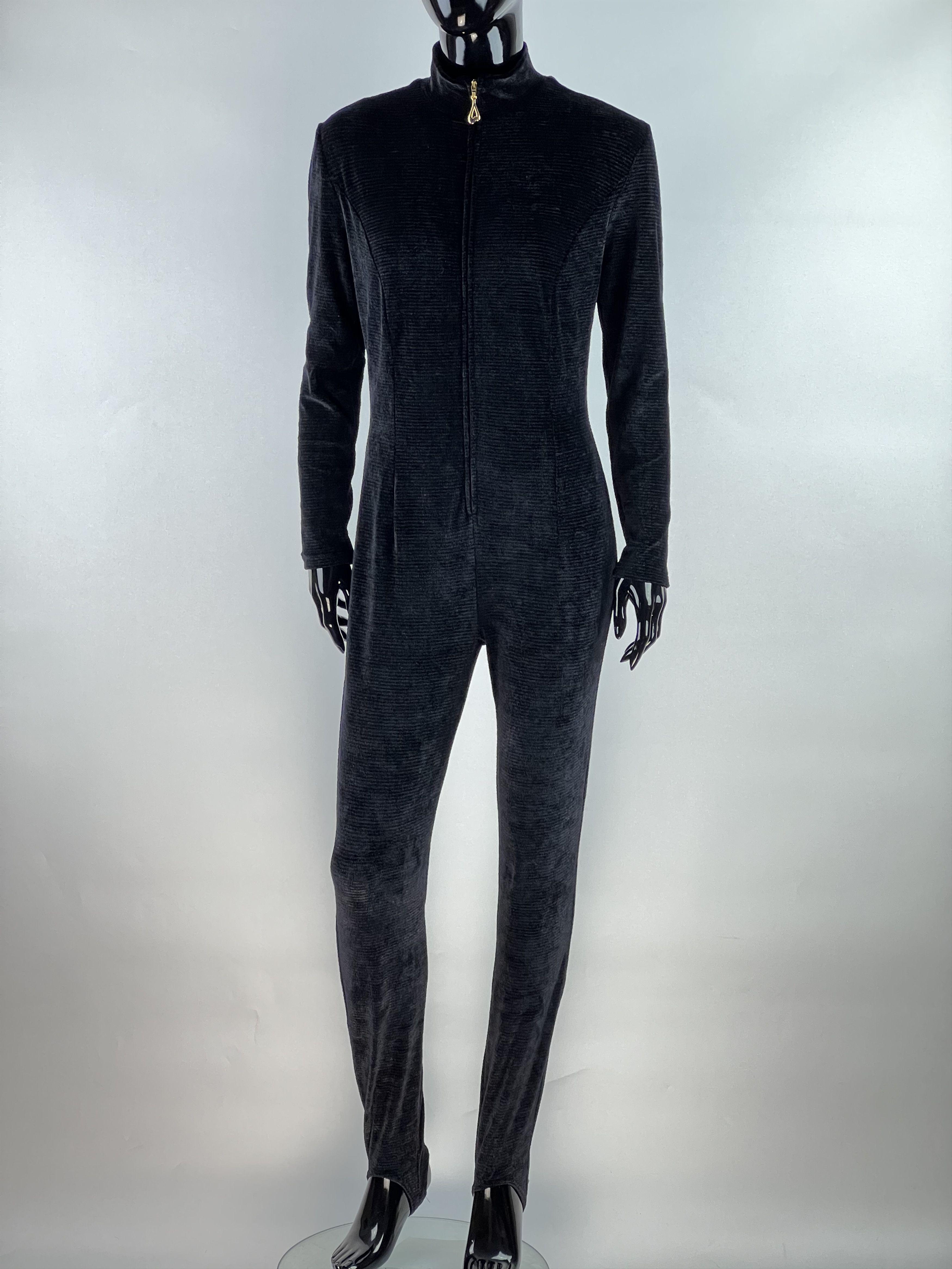 Escada Escada by Margaretha Ley VTG Ribbed Velour Jumpsuit Size 36 Size 27" / US 4 / IT 40 - 1 Thumbnail