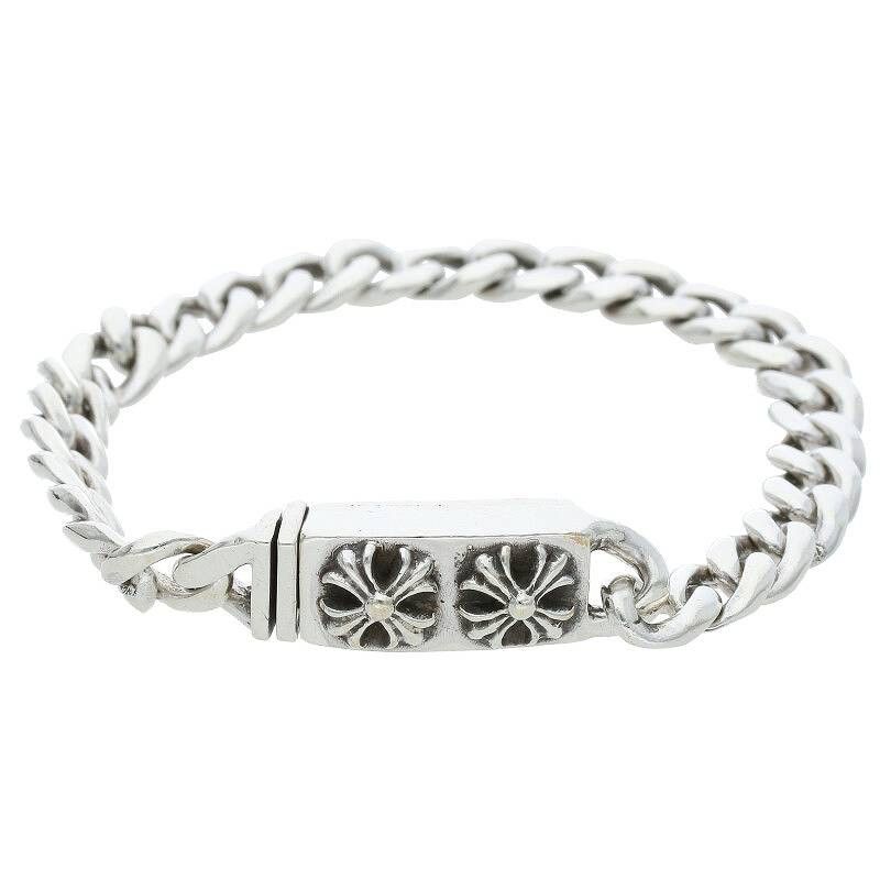 image of Chrome Hearts Double Plus Id Bracelet in Silver, Men's