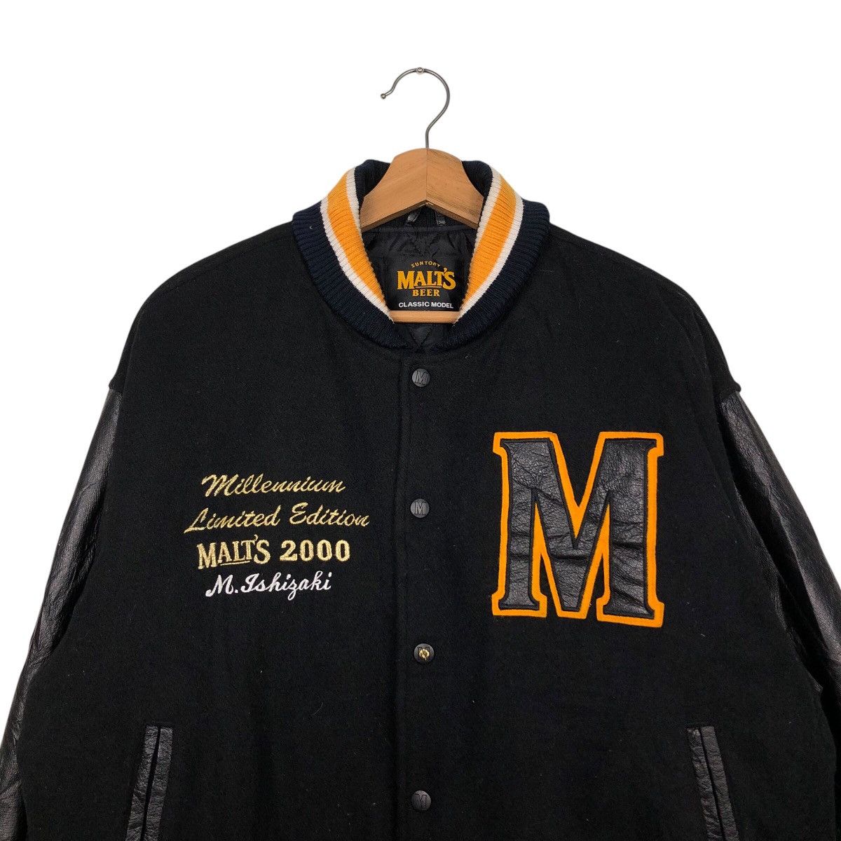 Japanese Brand 📌Vintage Jumper Bomber Leather Jacket Suntory Malt's Beer Size US M / EU 48-50 / 2 - 4 Thumbnail