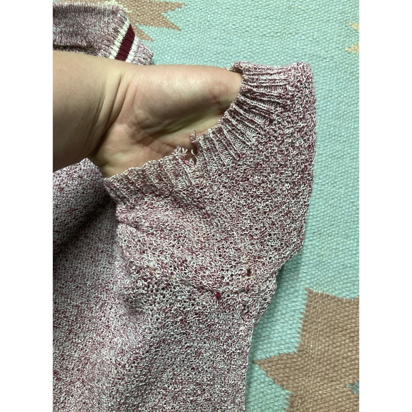 Vintage VINTAGE 60s 70s Terry cloth t shirt jacquard knit heather red boxy large L Mens Womens Boys Girls Size US L / EU 52-54 / 3 - 4 Thumbnail