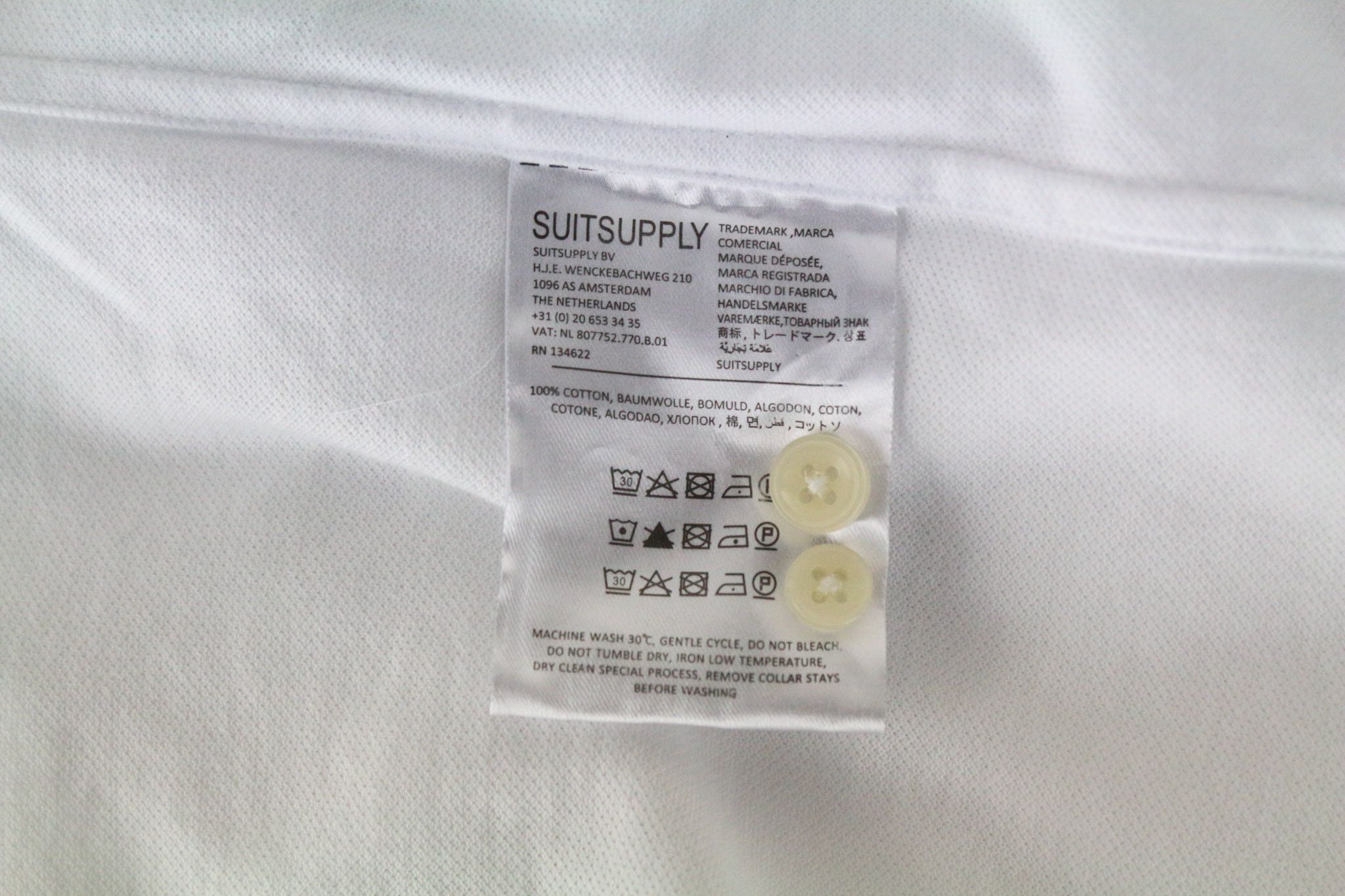 Suitsupply 37/38/14 1/2/15 Extra Slim White Cotton Polo 72677 Size 38R - 6 Thumbnail