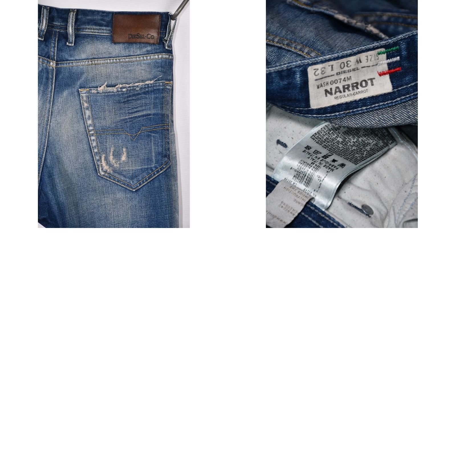 Diesel Diesel Narrot 0074M Regular-Carrot Jeans Men's W30 L32 Blue Cotton Distressed 5-Pocket Denim California Loyal 30? Size US 30 / EU 46 - 9 Thumbnail