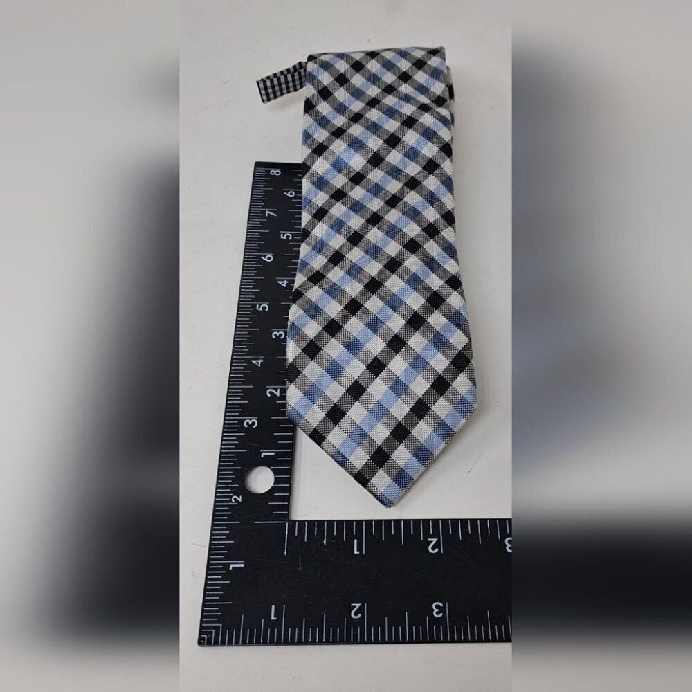 Ben Sherman Ben Sherman Men's Slim Tie Neck Tie 100% Silk Black Blue Wh Size ONE SIZE - 8 Thumbnail