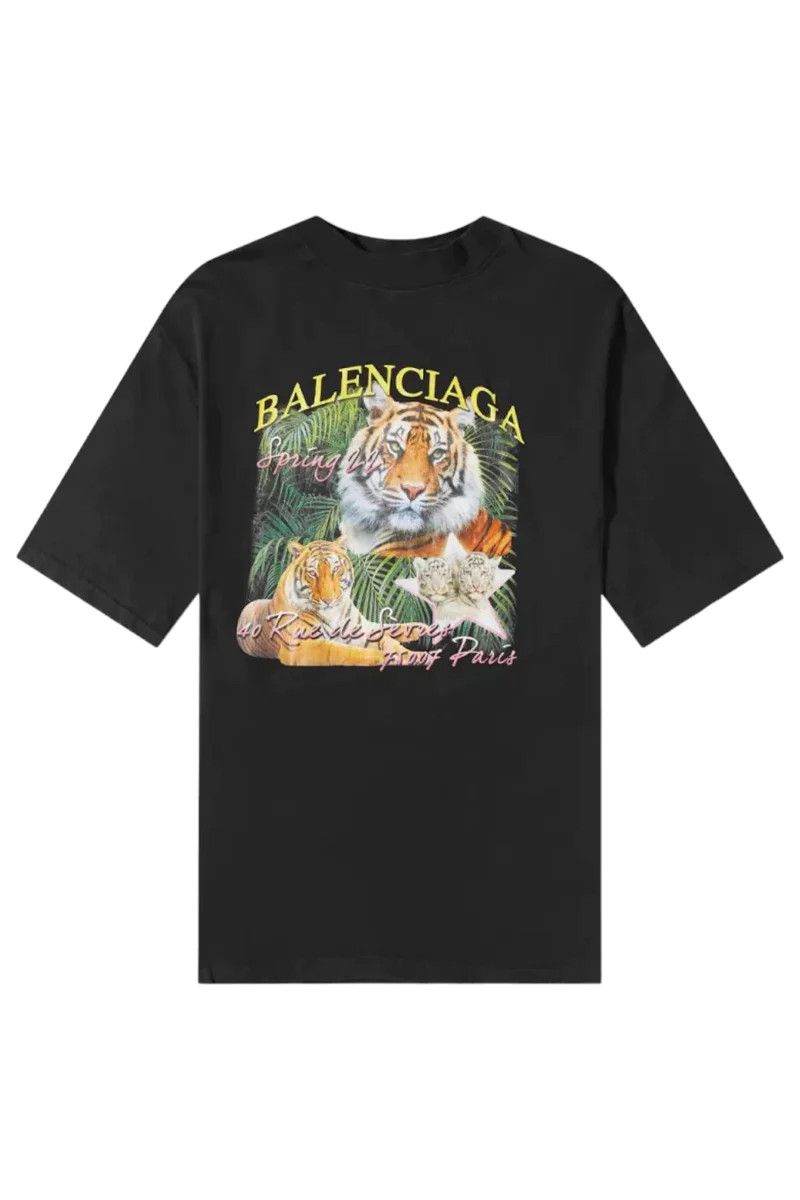 image of Balenciaga Year Of The Tiger Logo T-Shirt in Black, Men's (Size XL)