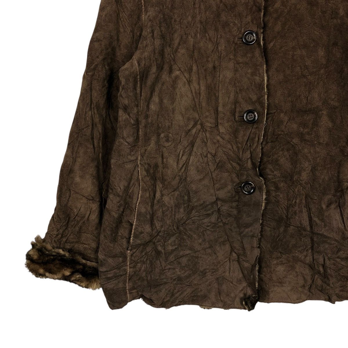 Japanese Brand 🔥VINTAGE LEATHER JACKET BLANKET FUR NY COMPANY ISSEY MIYAKE Size US XL / EU 56 / 4 - 6 Thumbnail