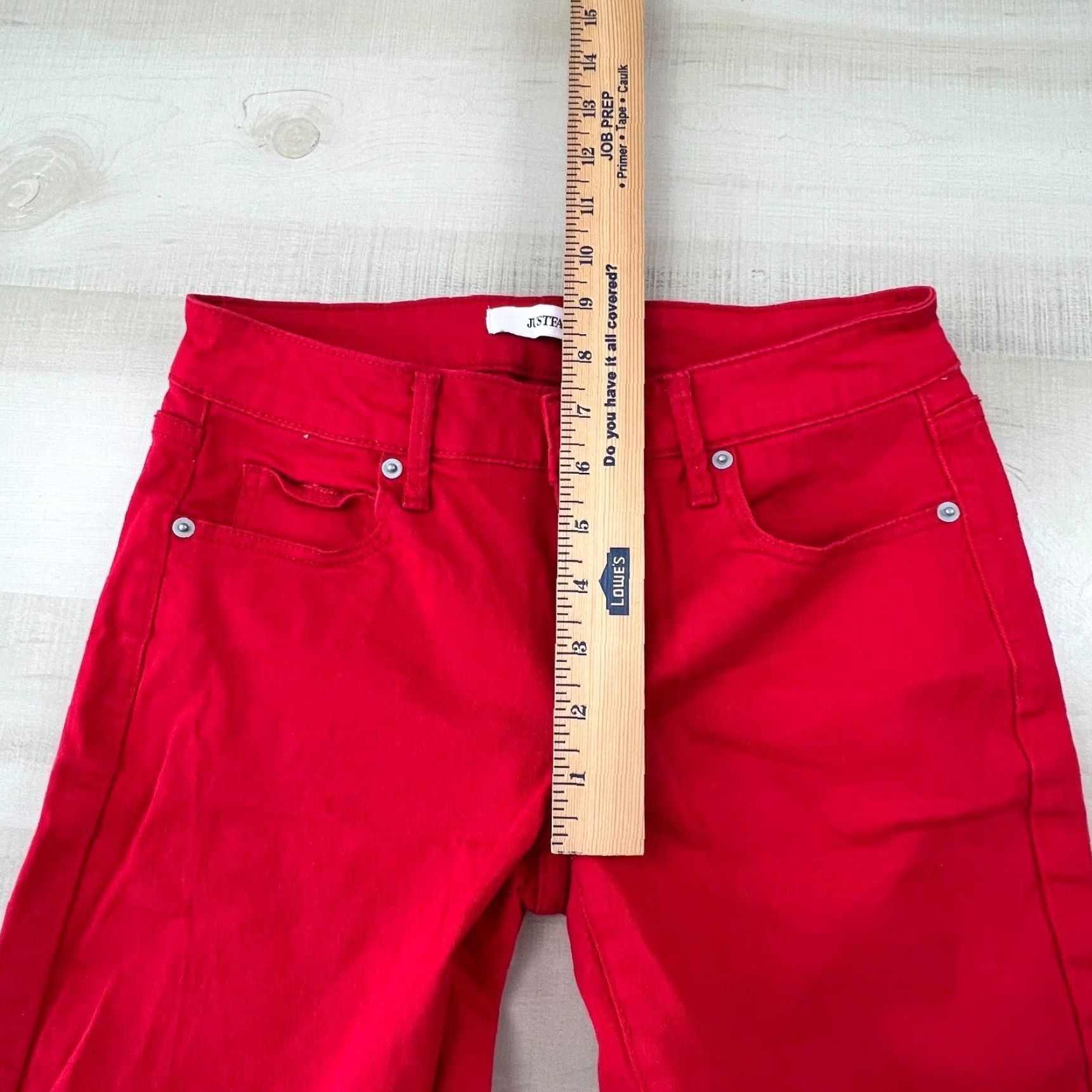 Vintage JustFab Womens Red Denim Jeans 26 Low Rise Cropped Skinny Stretch Cotton Size 26" / US 2 / IT 38 - 7 Thumbnail