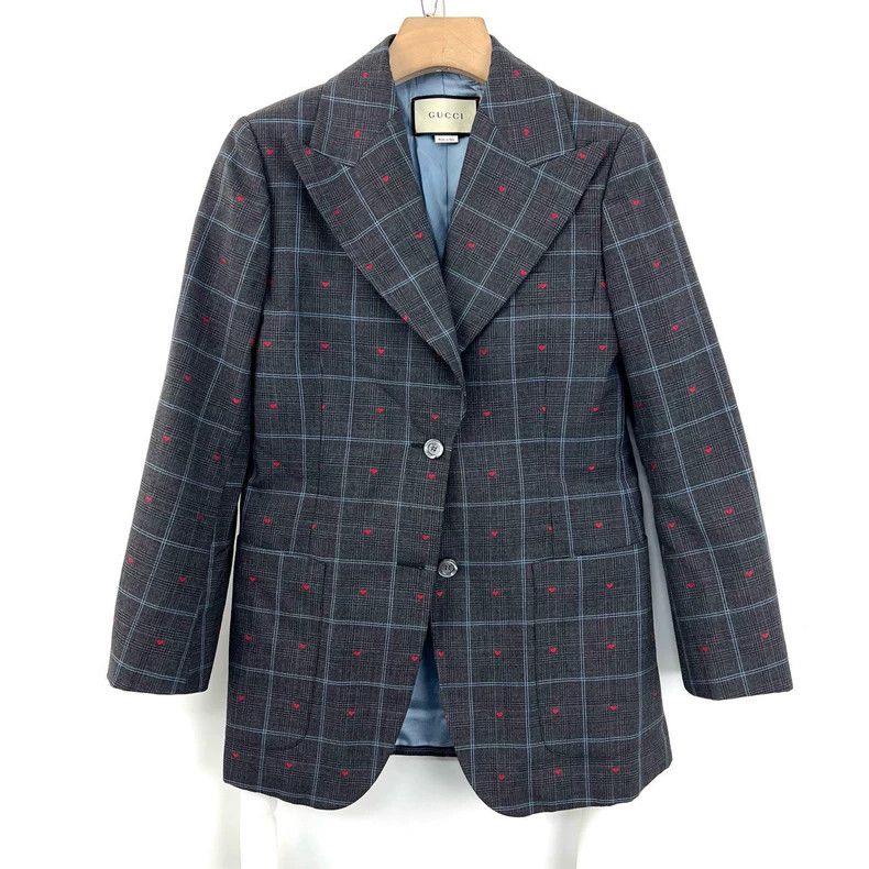 Gucci Gucci Checked Blazer with Heart Embroidery- DMC Size US M / EU 48-50 / 2 - 1 Thumbnail