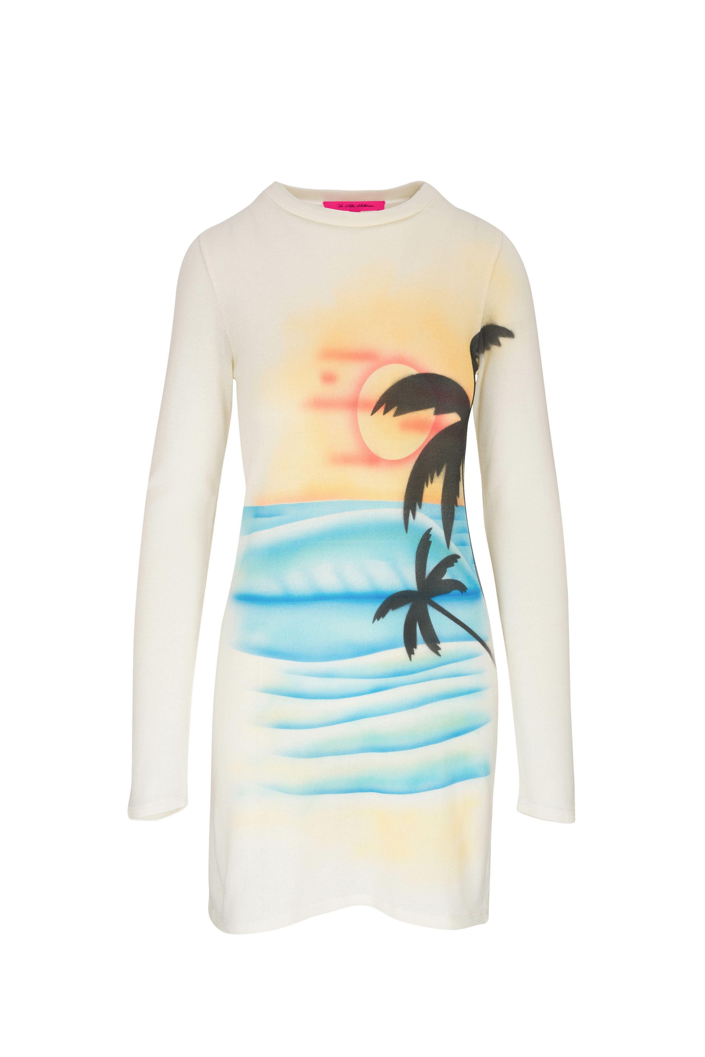 $725 The Elder Statesman Palm Airbrush Cashmere Dress