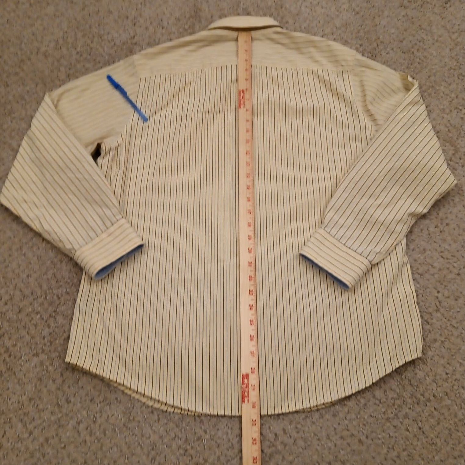 Croft & Barrow Croft & Barrow Shirt Mens Medium Yellow Blue Striped Long Sleeve Button-Up Size US M / EU 48-50 / 2 - 7 Thumbnail