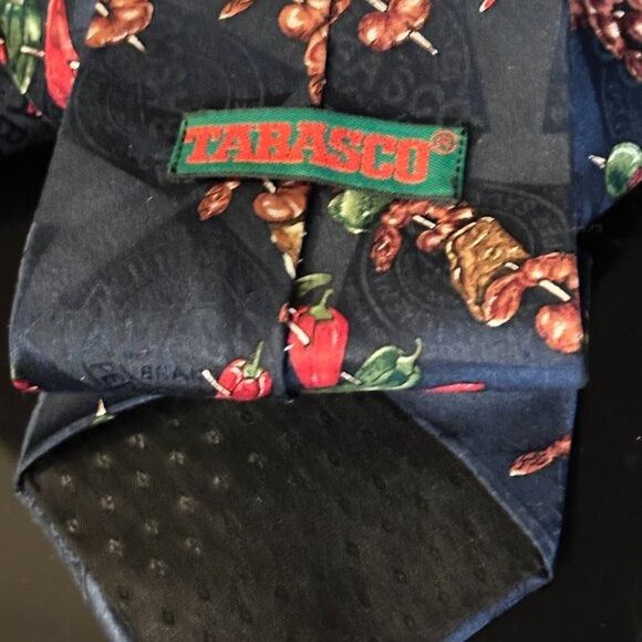 Tabasco Tabasco Tie Kitsch Silk Mens Neckwear Y2k Chili Peppers Blue Size ONE SIZE - 2 Thumbnail