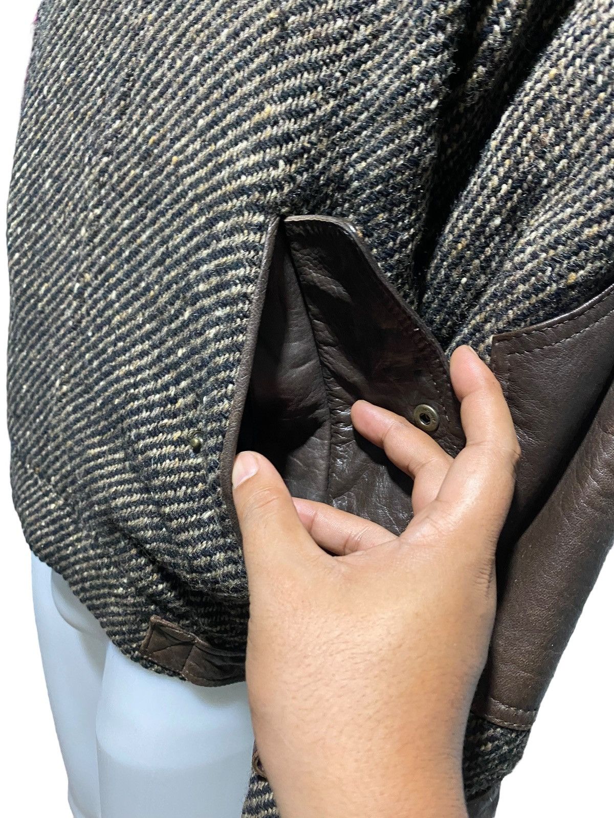 Vintage Vintage Rodex of London wool leather hybrid biker jacket Size US L / EU 52-54 / 3 - 6 Thumbnail