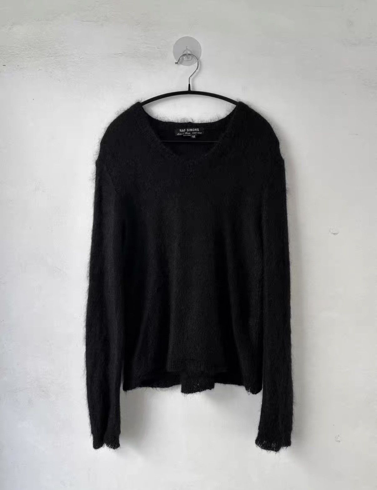 Raf Simons Black V-Neck Long Sleeve Knit Sweater Size US M / EU 48-50 / 2 - 1 Thumbnail