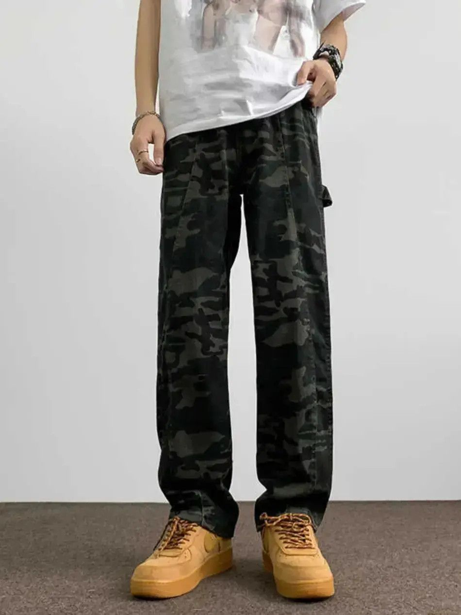 Japanese Brand Loose fitting straight leg camouflage jeans Size US 30 / EU 46 - 1 Thumbnail