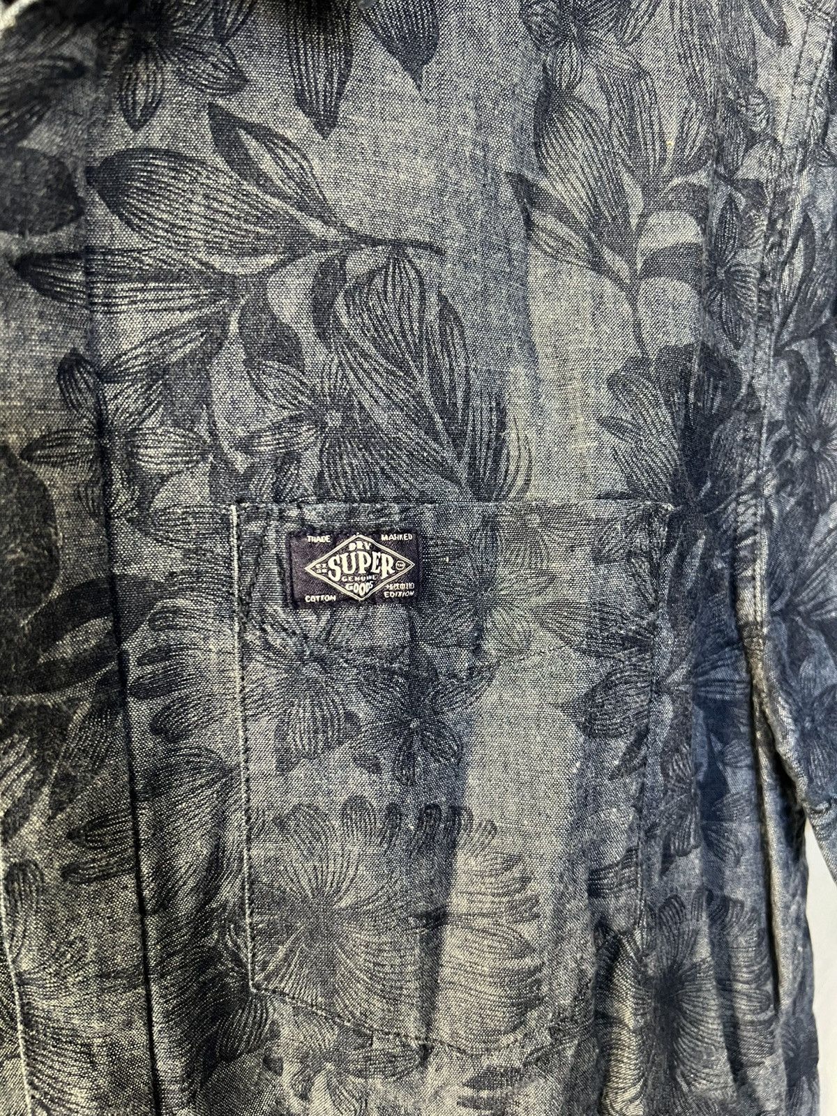 Superdry Superdry Denim Floral Button-Up Casual Button-Down Shirt Size US L / EU 52-54 / 3 - 2 Thumbnail