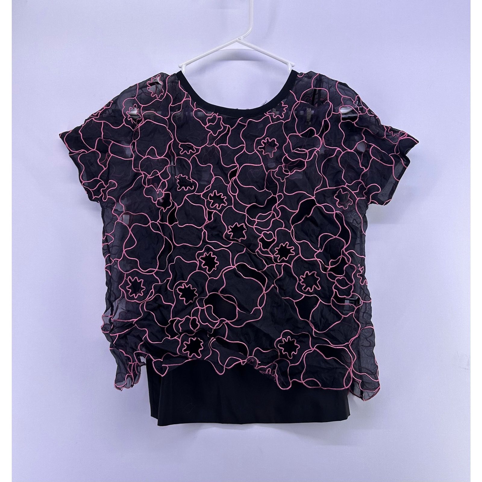 Diane von Furstenberg Diane von Furstenberg Sheer Silk Black & Pink Size10 Blouse Size L / US 10 / IT 46 - 5 Thumbnail