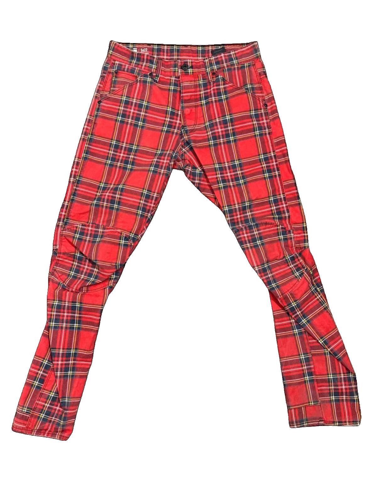 G-Star Raw 5622 3D Tapered Plaid Trousers – Red – Size 30x32