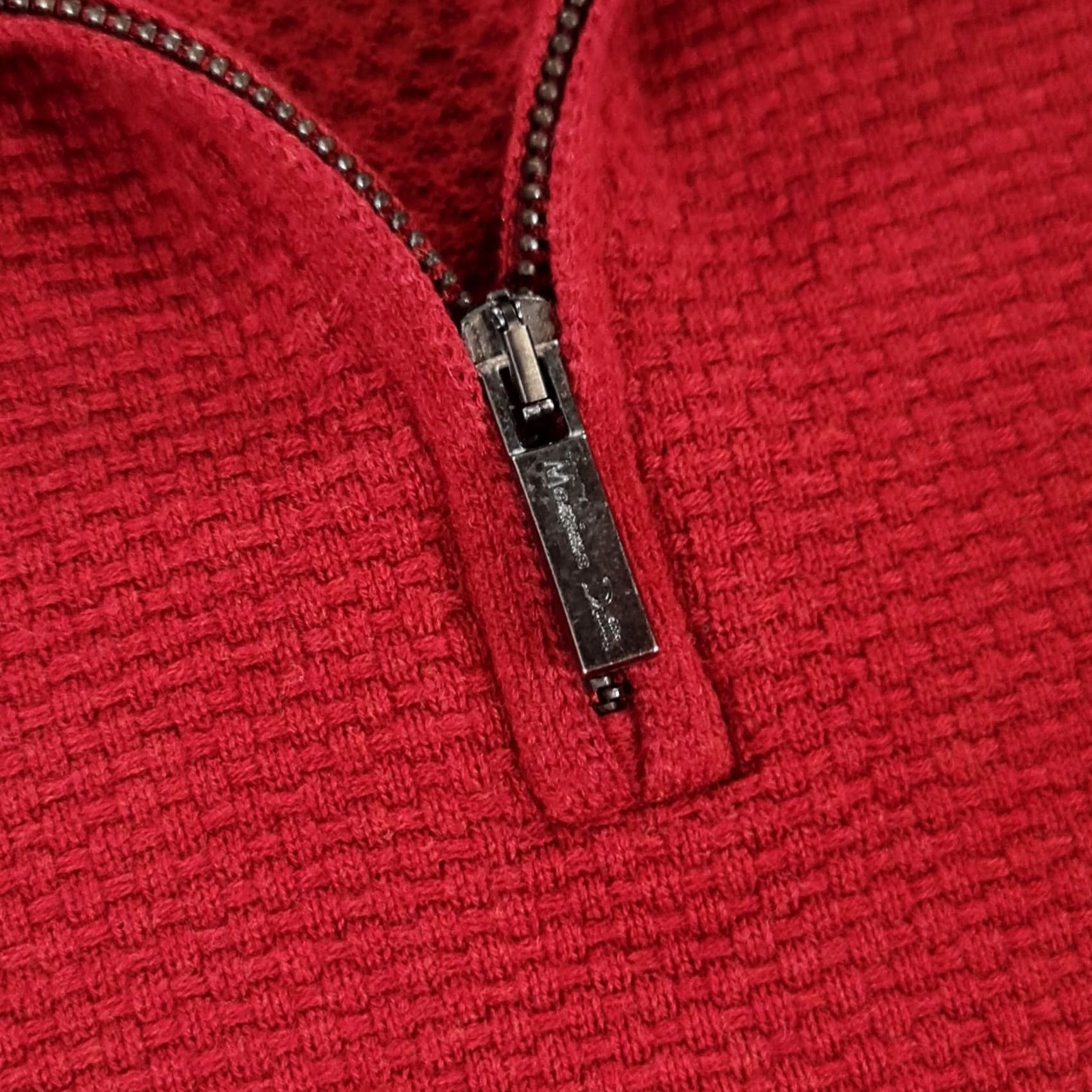 Massimo Dutti Massimo Dutti Jumper Mens XL Red Cotton Cashmere Mock Neck Long Sleeve Henley Knit Size US XL / EU 56 / 4 - 4 Thumbnail
