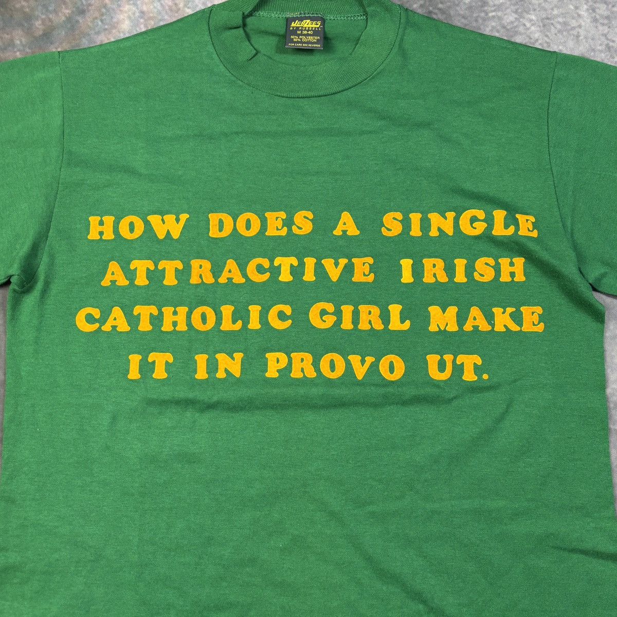 Vintage 1980s Irish Catholic Joke Tee True Vintage Felt Letter USA Size US M / EU 48-50 / 2 - 9 Thumbnail