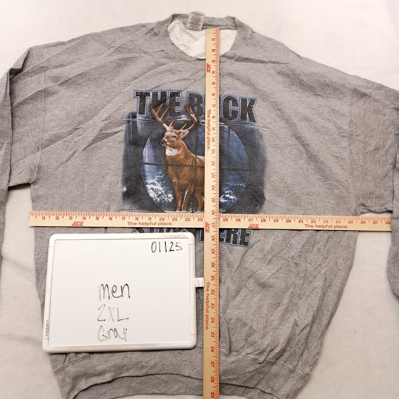Jerzees The Buck Stops Here Sweatshirt Mens Size 2XL Gray Jerzees Size US XXL / EU 58 / 5 - 6 Thumbnail