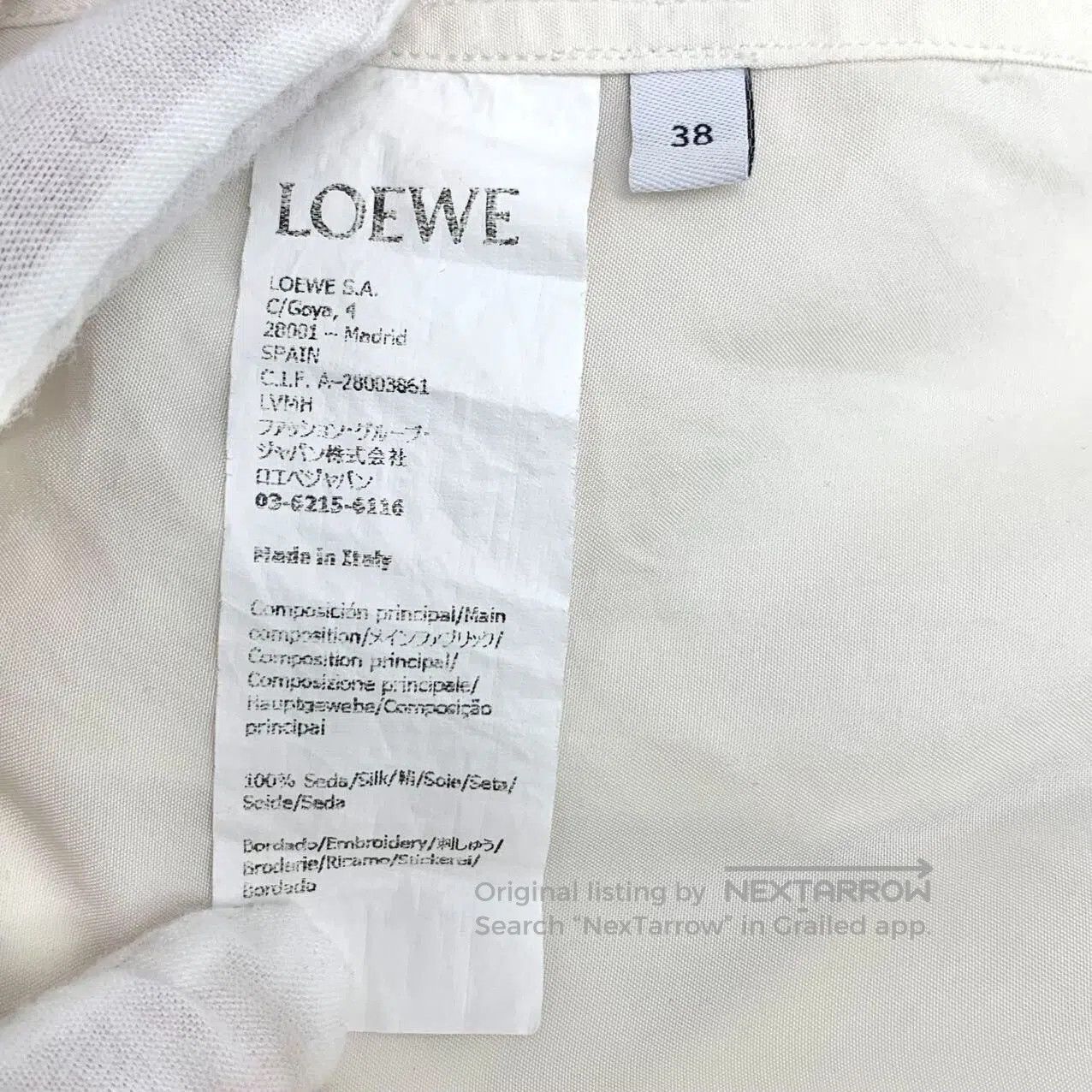 Loewe Loewe White Logo Silk V-Neck Shirt. Size S / US 4 / IT 40 - 7 Thumbnail