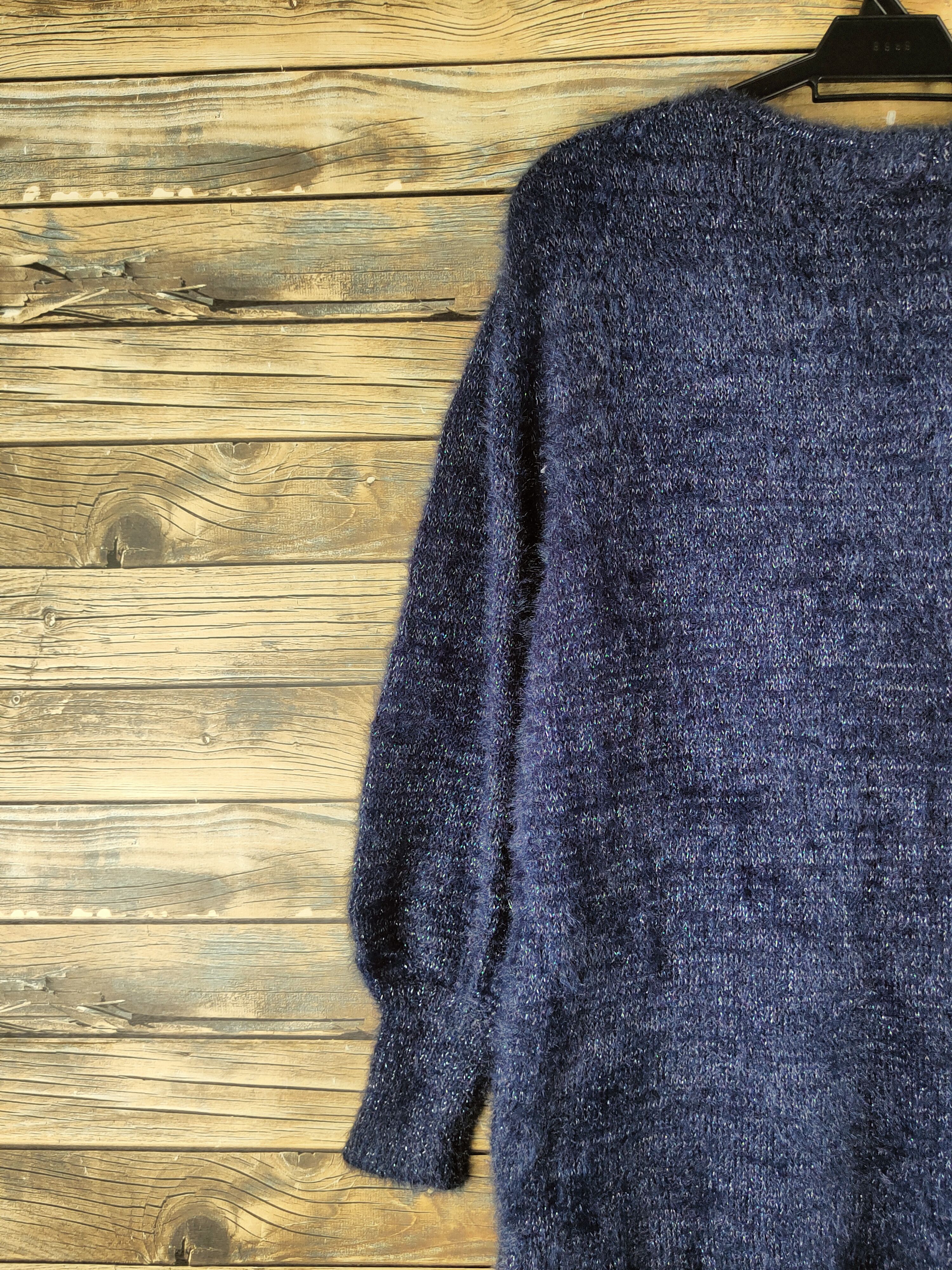 Japanese Brand DL Zootie Navy Fur Mohair Knitwear #46-496 Size M / US 6-8 / IT 42-44 - 9 Thumbnail