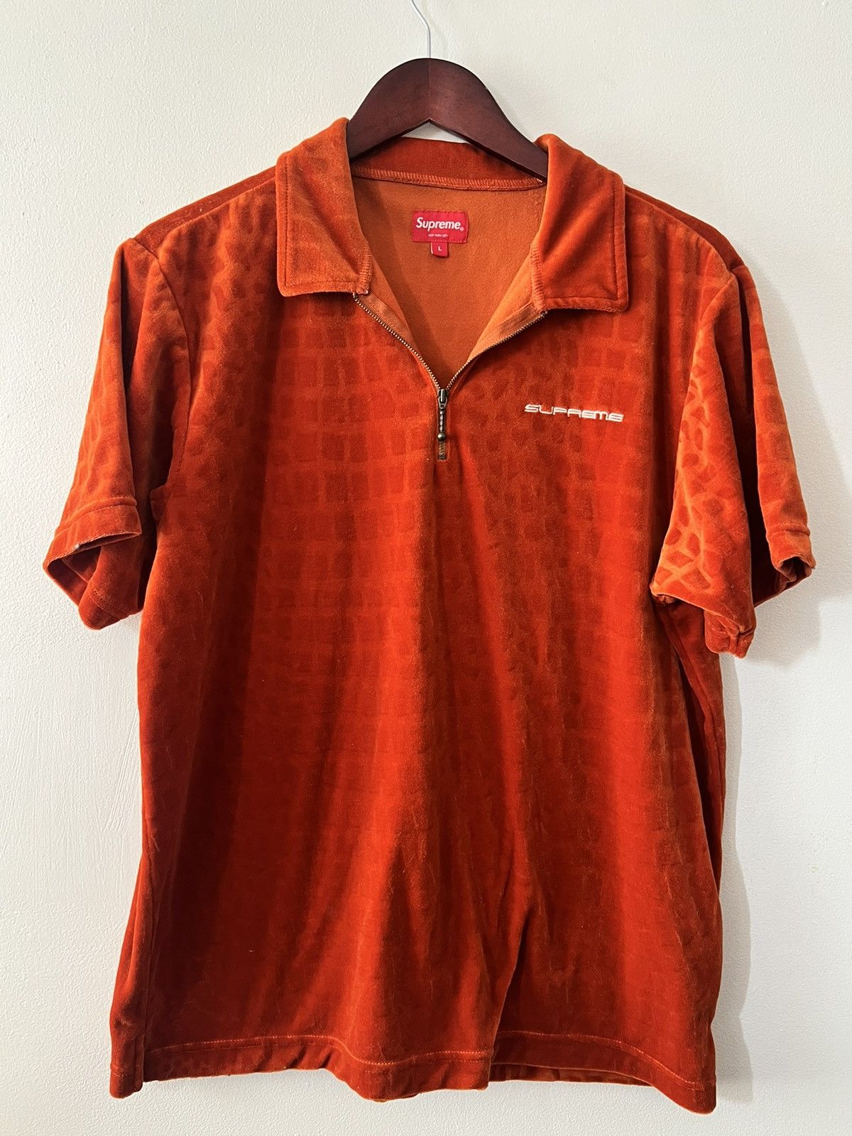 トップス Supreme Croc Velour ZIP POLO Supreme Croc Velour Zip Polo (SS18) - $110
