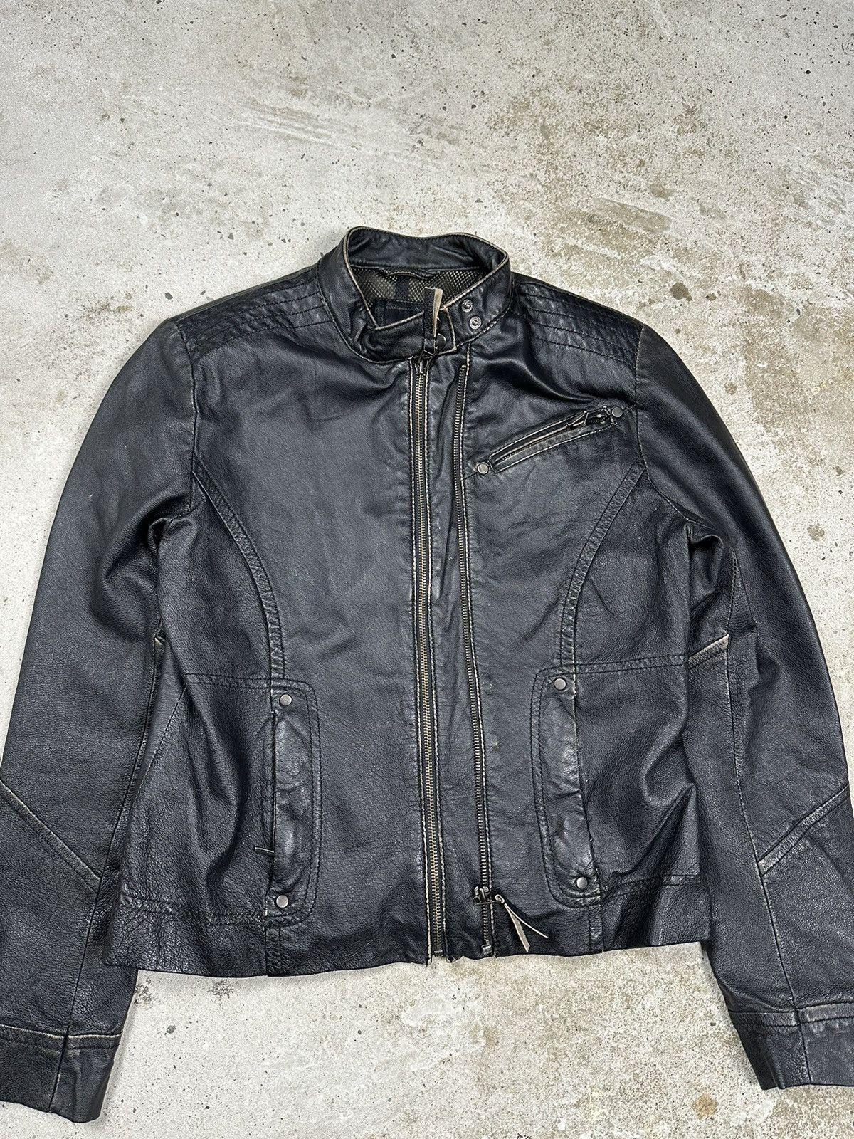 Vintage Vintage Y2K Moto Biker Black Leather Jacket Utility Size US S / EU 44-46 / 1 - 5 Thumbnail