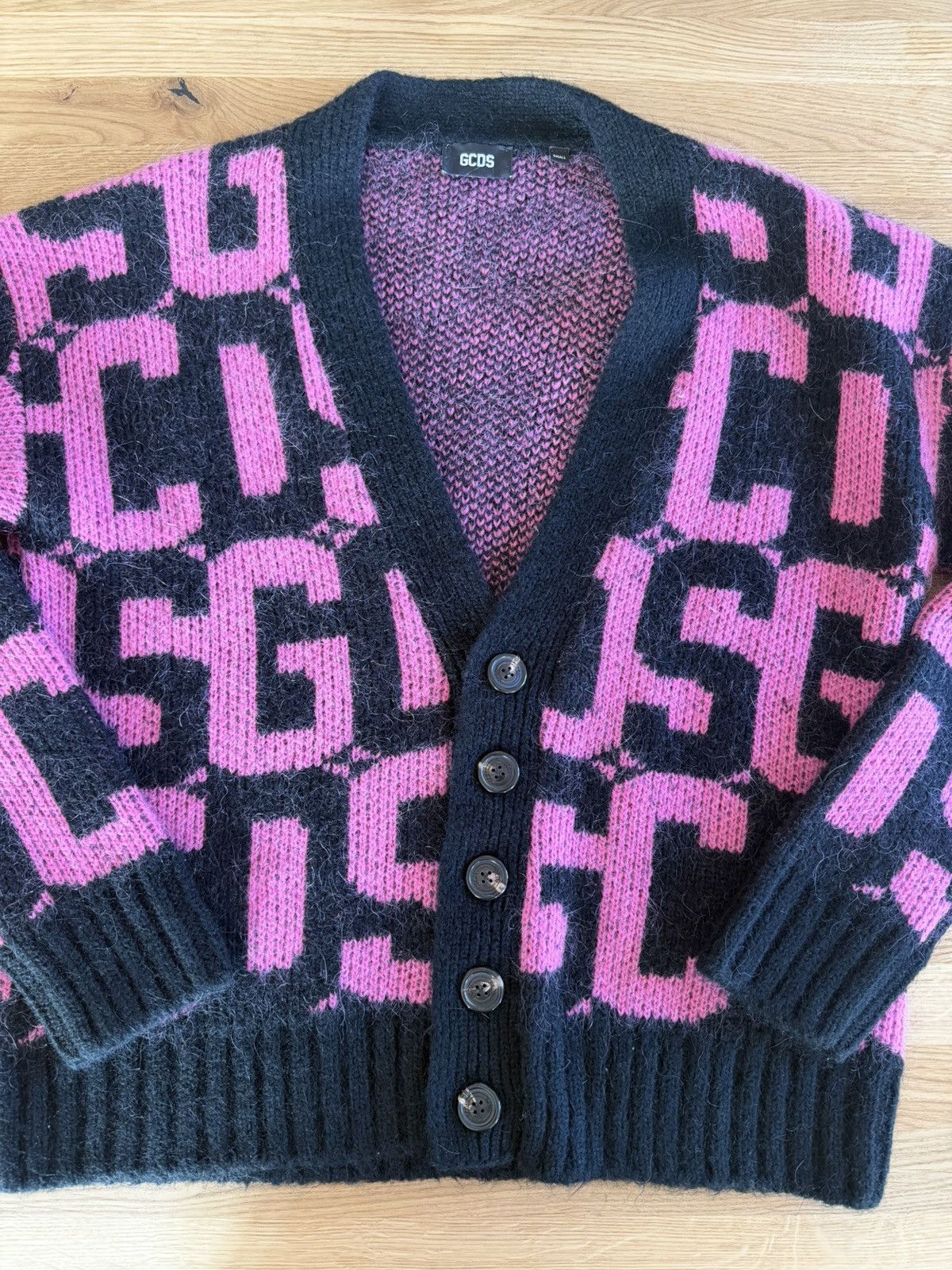 GCDS GCDS Monogram-Pattern Cardigan Pink Size S / US 4 / IT 40 - 1 Thumbnail