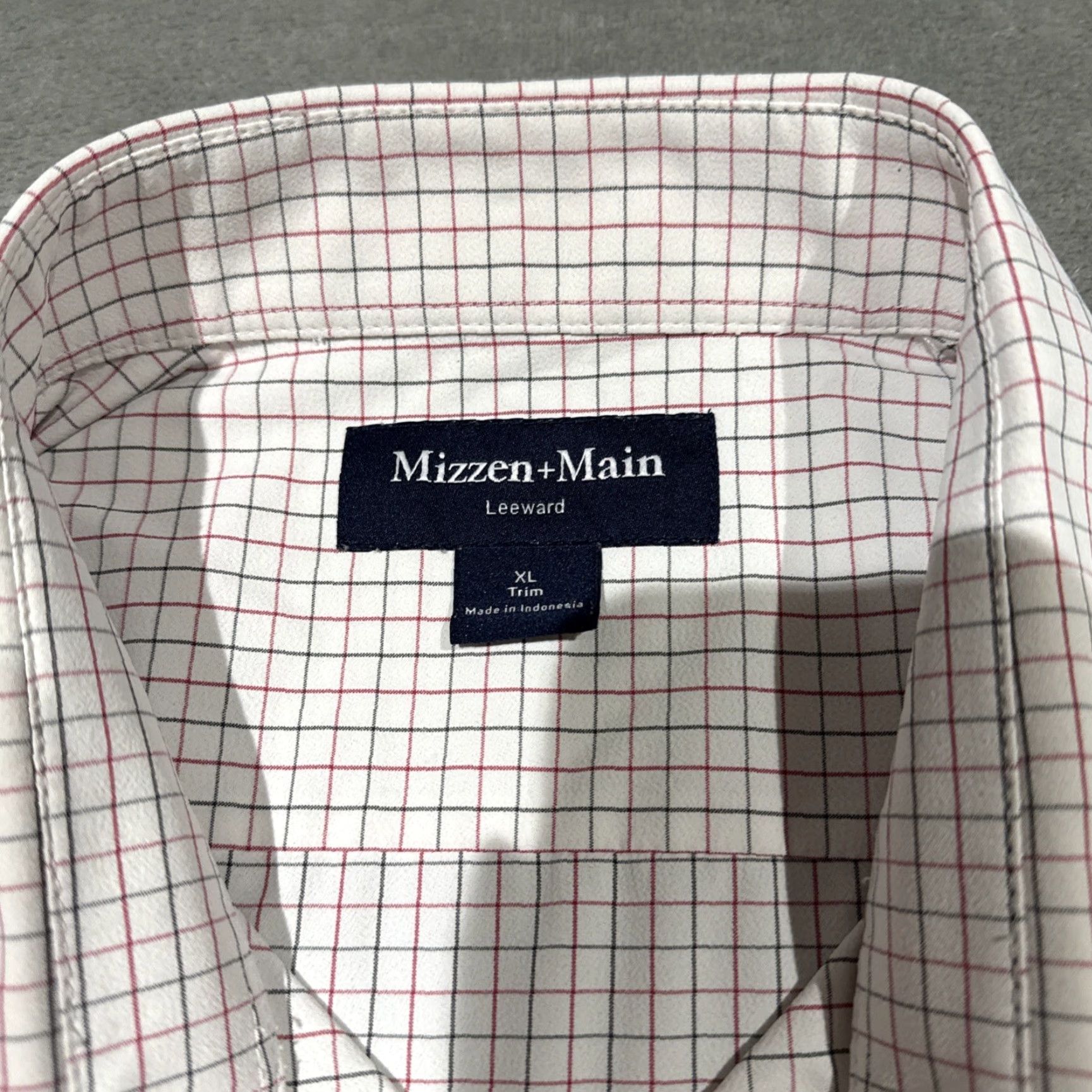 Mizzen+Main Mizzen+Main Shirt Mens XL White Grid Check Leeward Performance Athletic Trim Fit Button-Up Long Sleeve Collared Size US XL / EU 56 / 4 - 3 Thumbnail