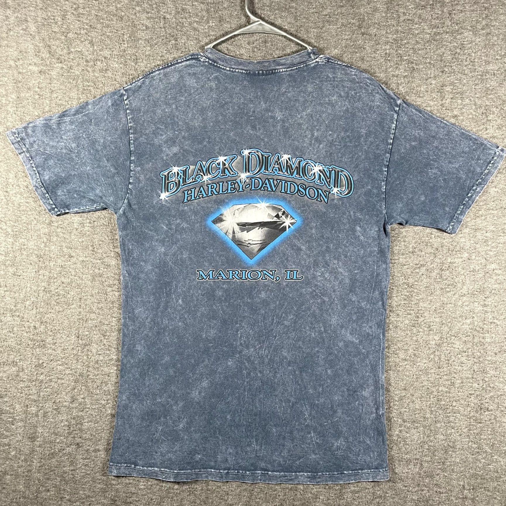 Harley Davidson Harley-Davidson Shirt Mens M Blue Skull Poker Marion IL Black Diamond Tee Size US M / EU 48-50 / 2 - 3 Thumbnail